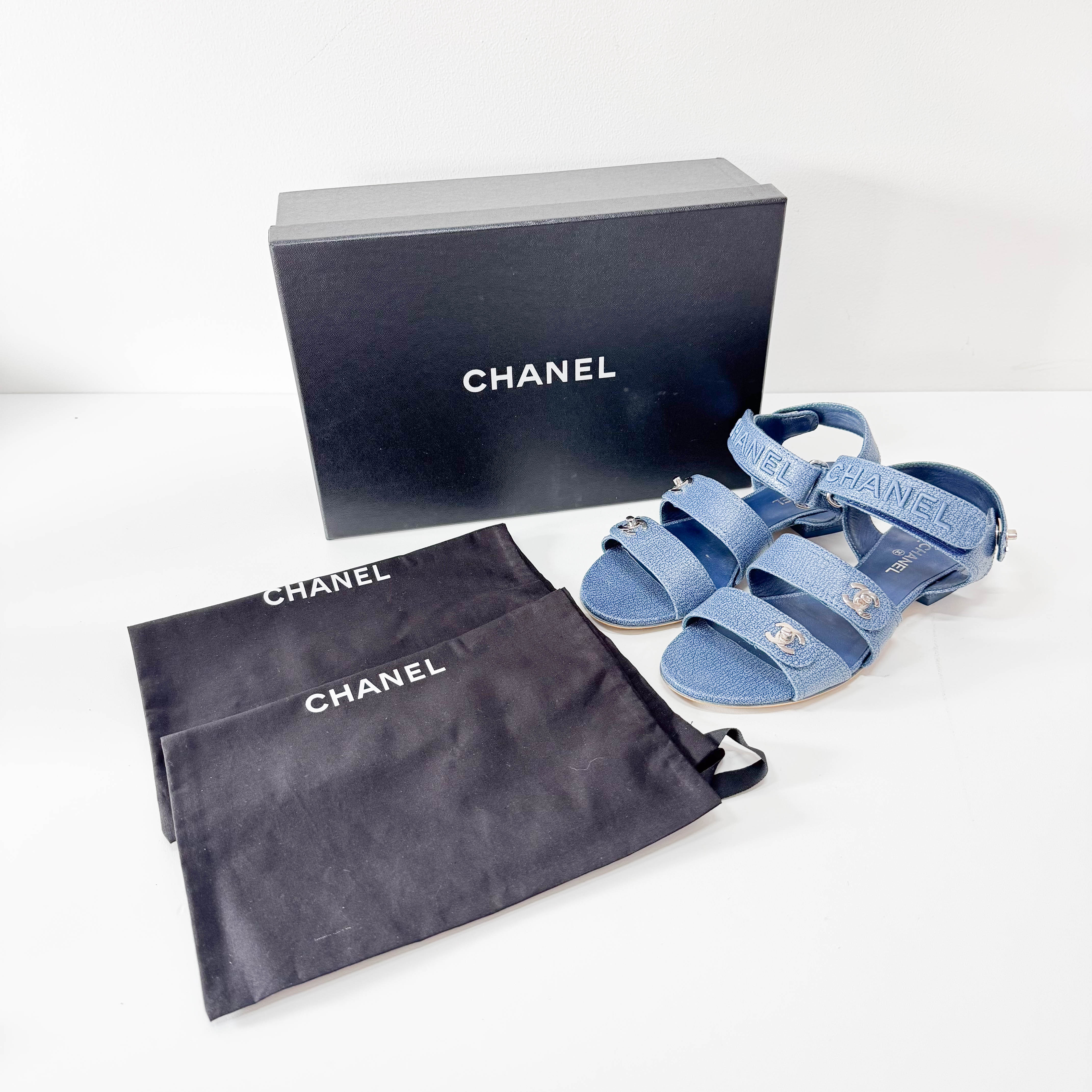 Blue 36 1/2 Leather Sandals