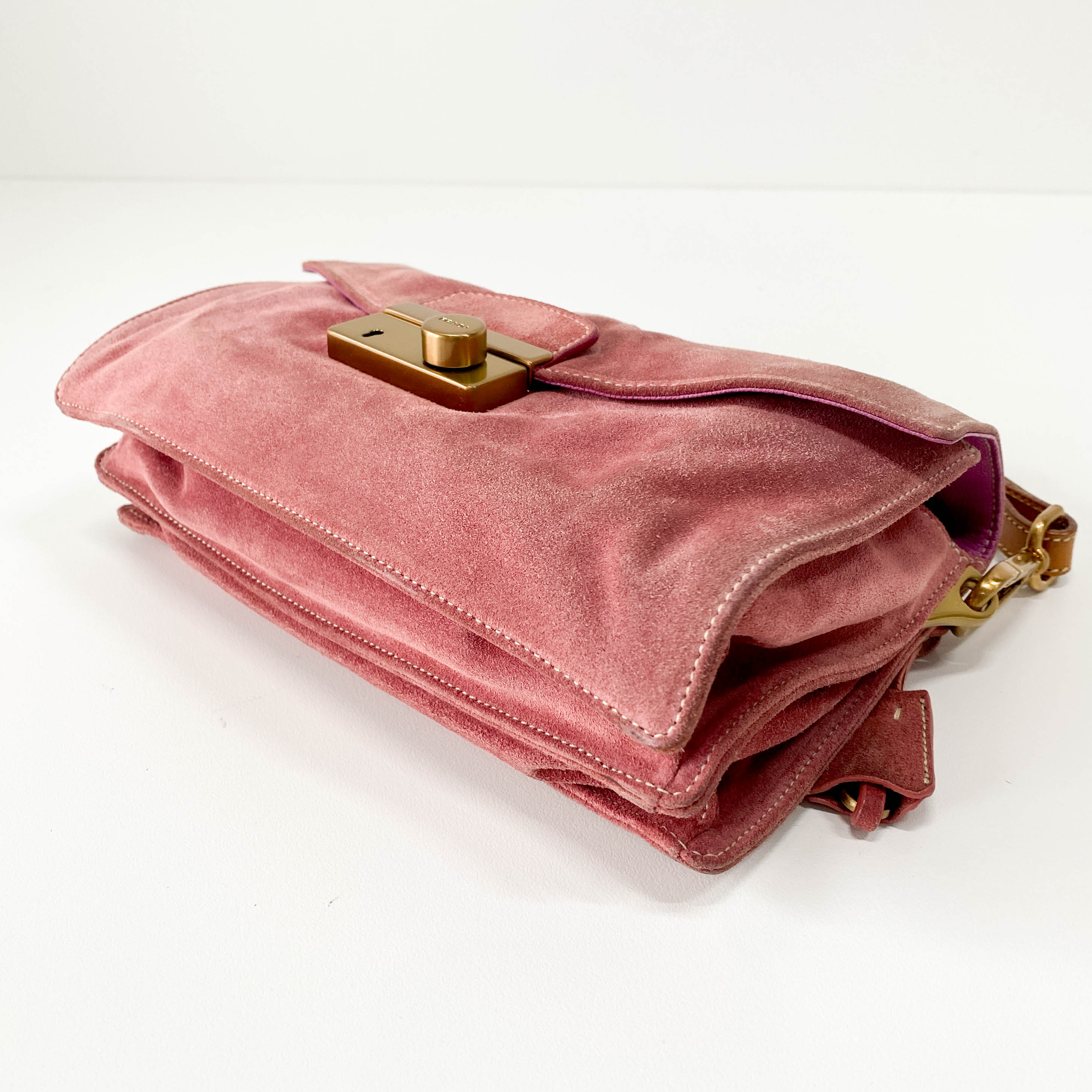 Rosé Pink Suede Handle Bag