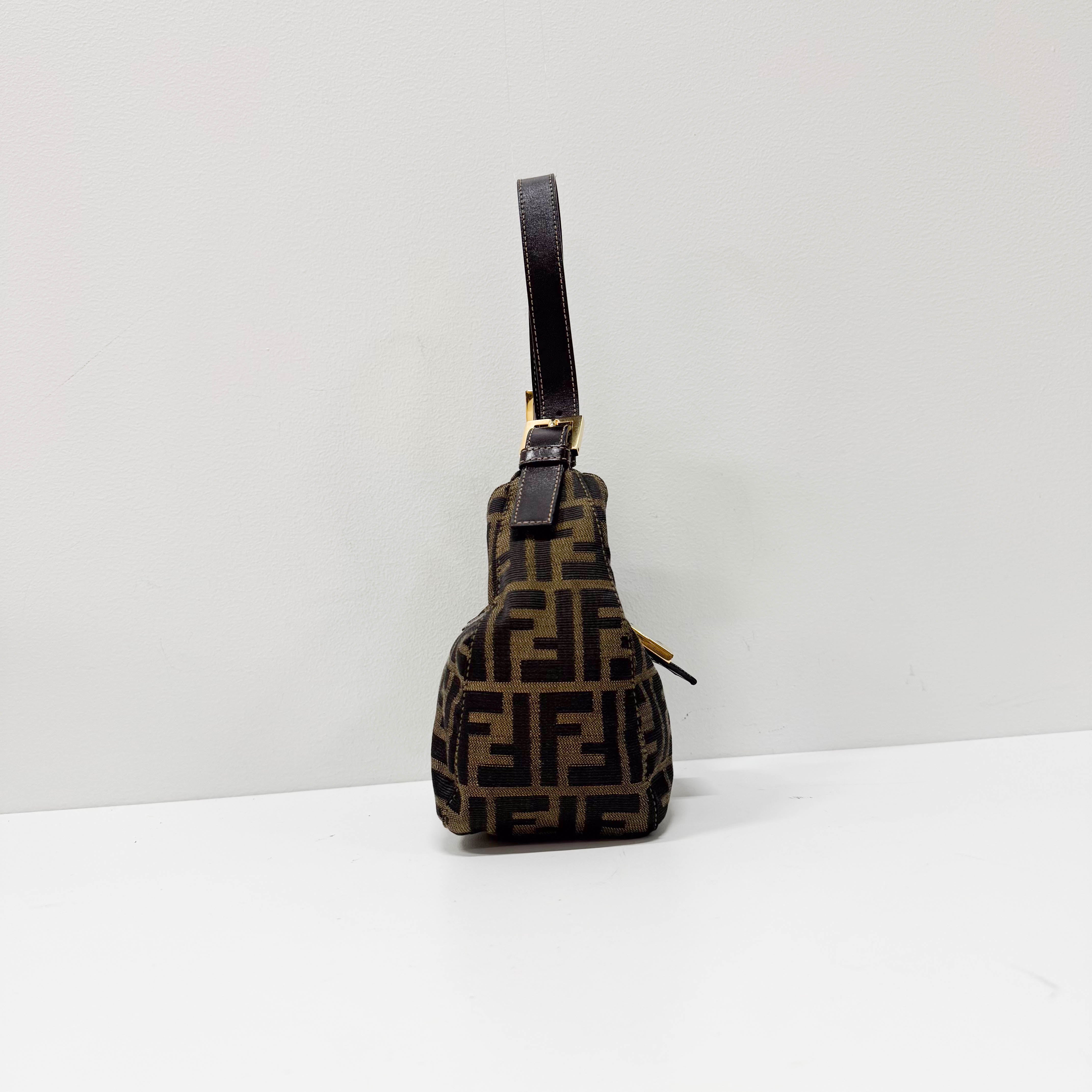 Croissant Brown Coated Canvas Hand Bag