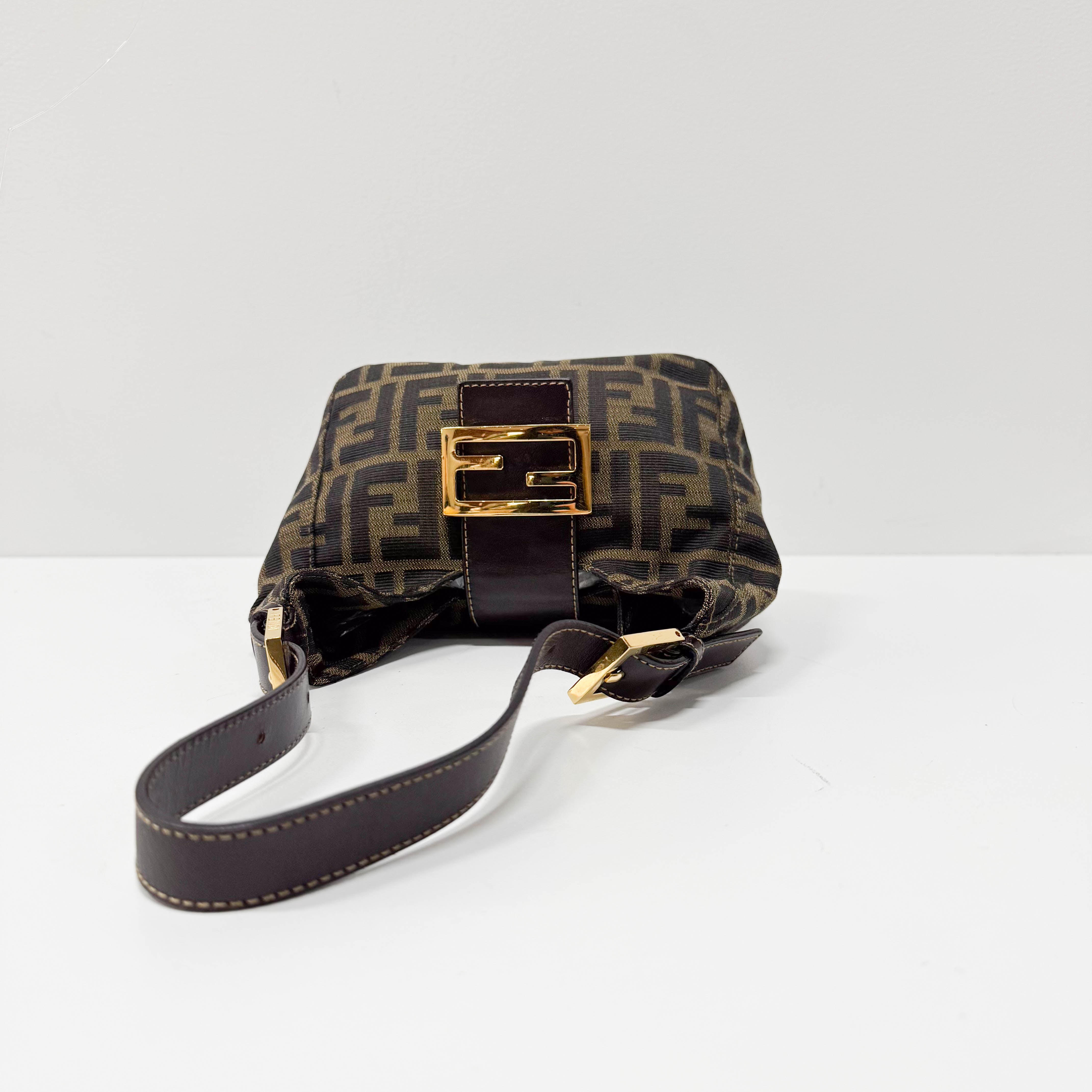 Croissant Brown Coated Canvas Hand Bag