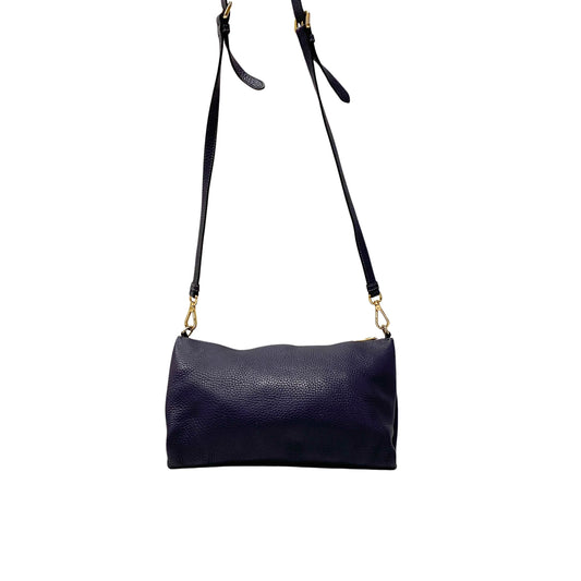 Small Purple Grained Calfskin Leather Crossbody Pouch