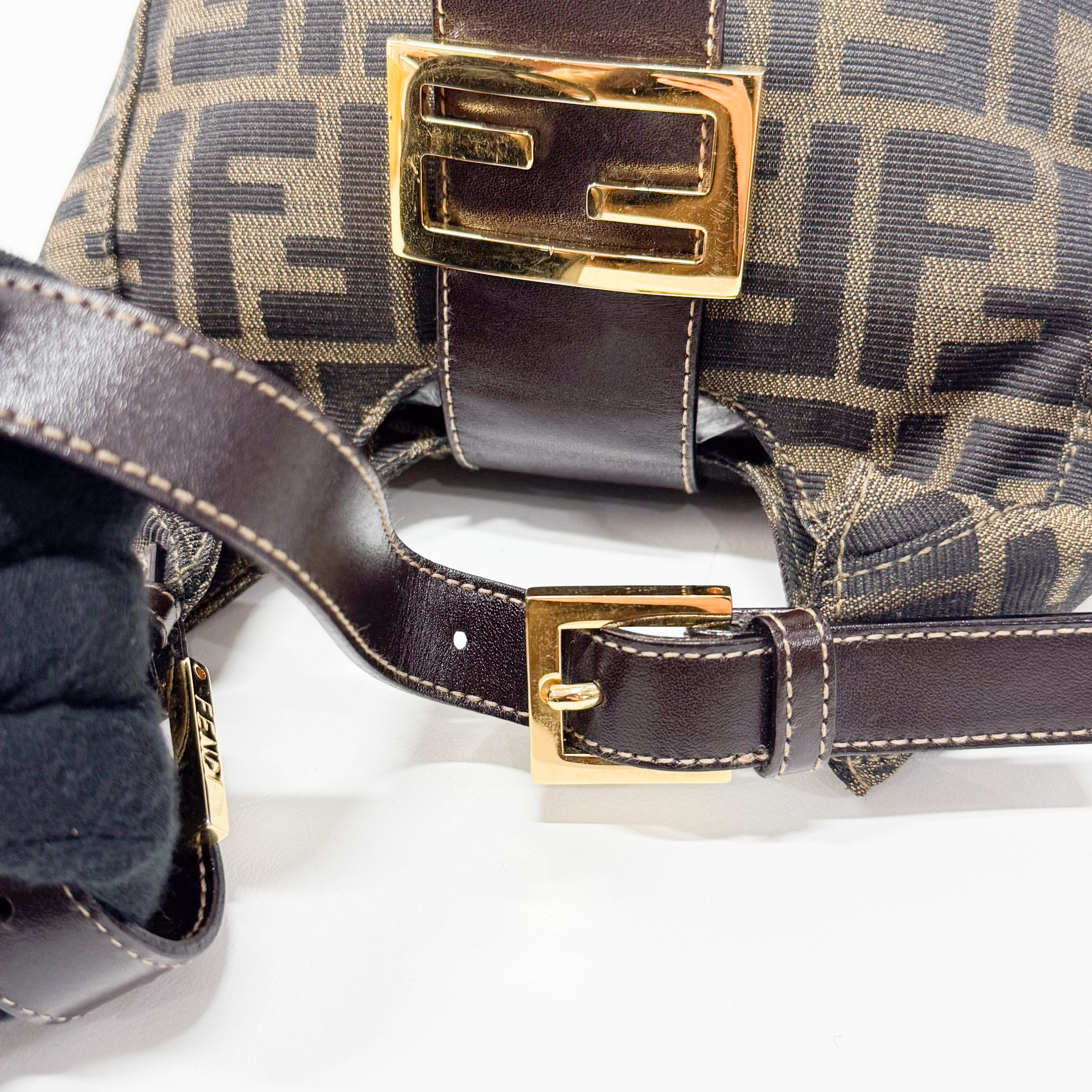 Croissant Brown Coated Canvas Hand Bag