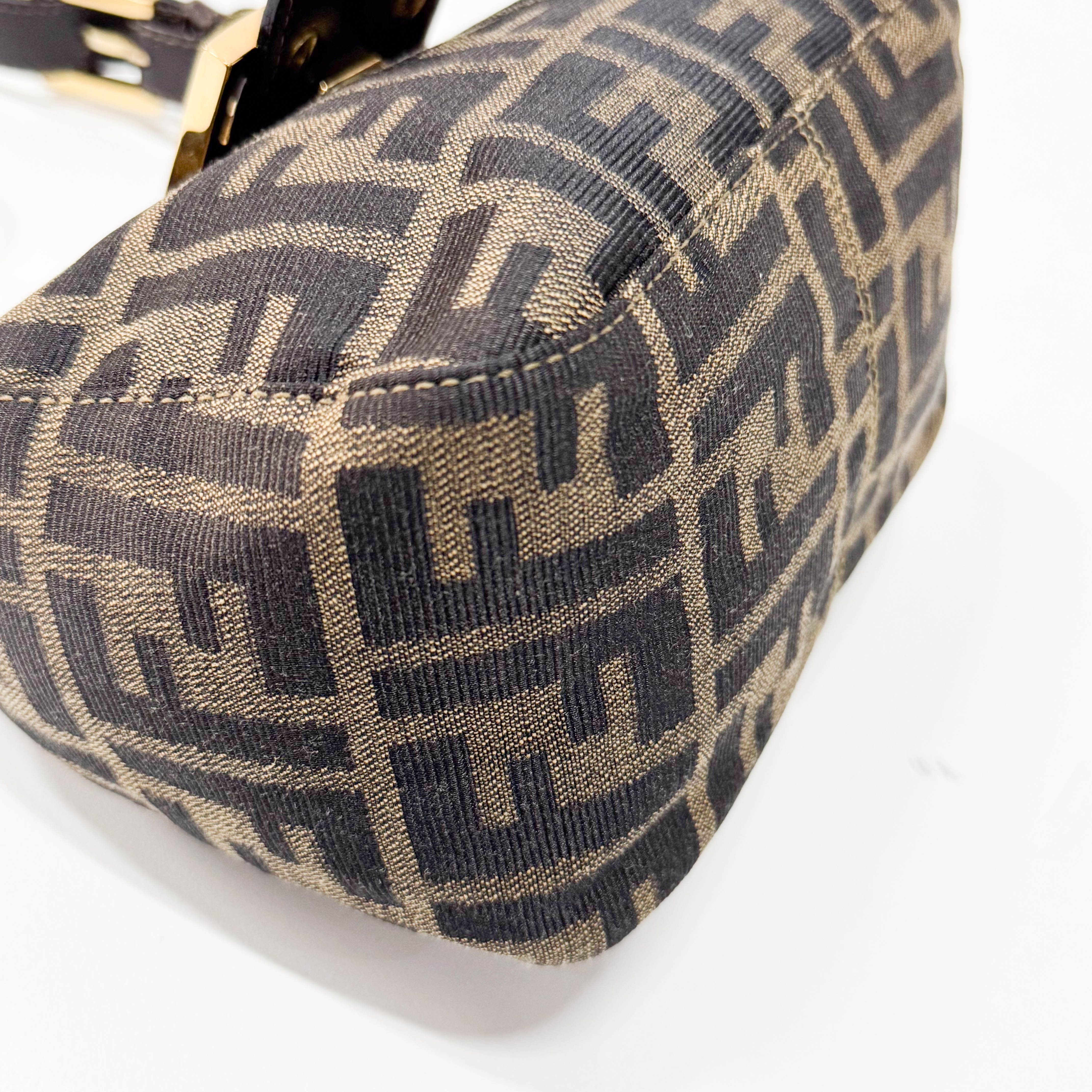 Croissant Brown Coated Canvas Hand Bag