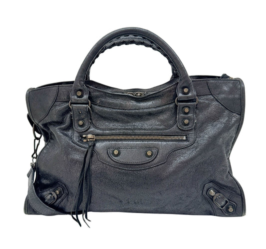 The City Black Leather Two Way Bag
