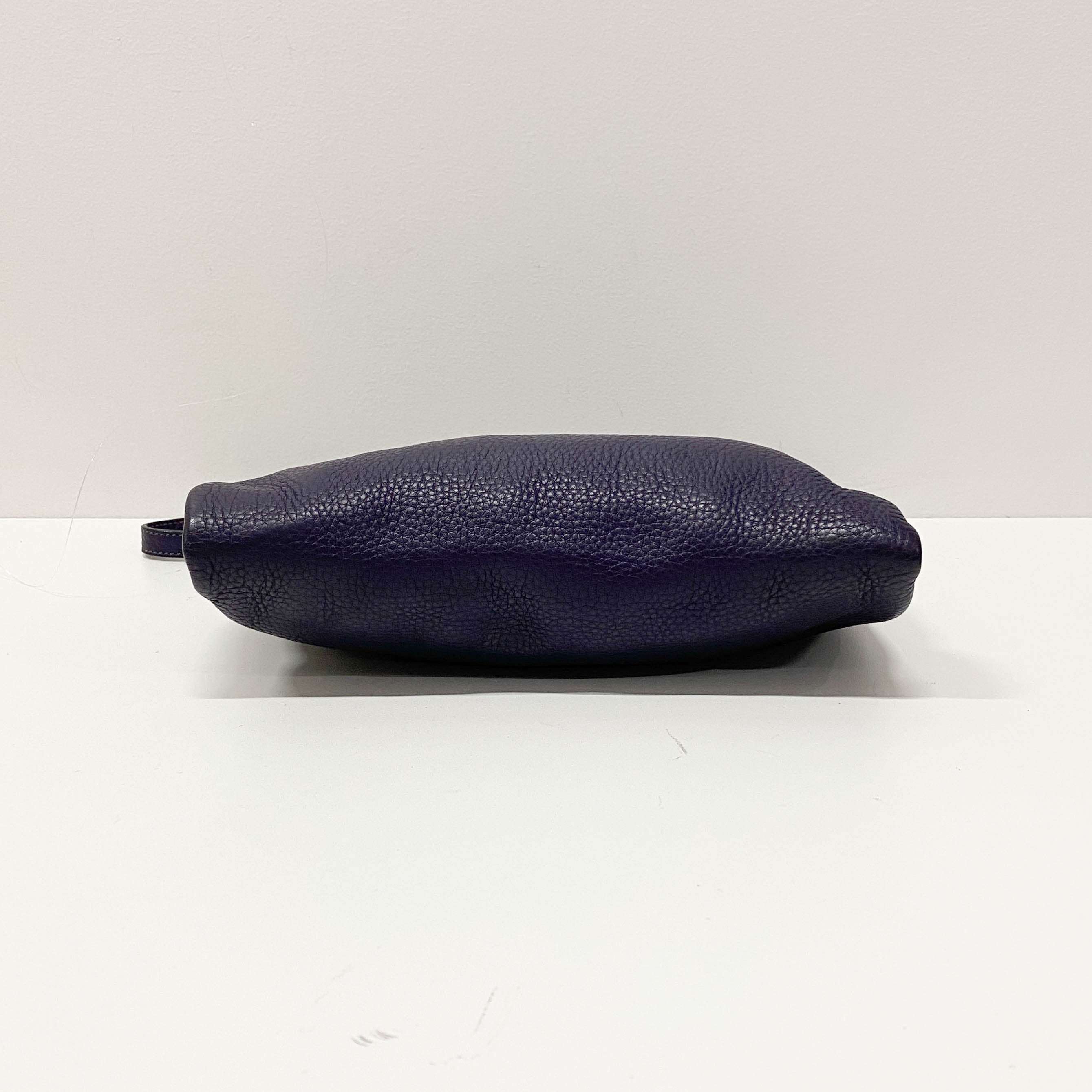 Small Purple Grained Calfskin Leather Crossbody Pouch