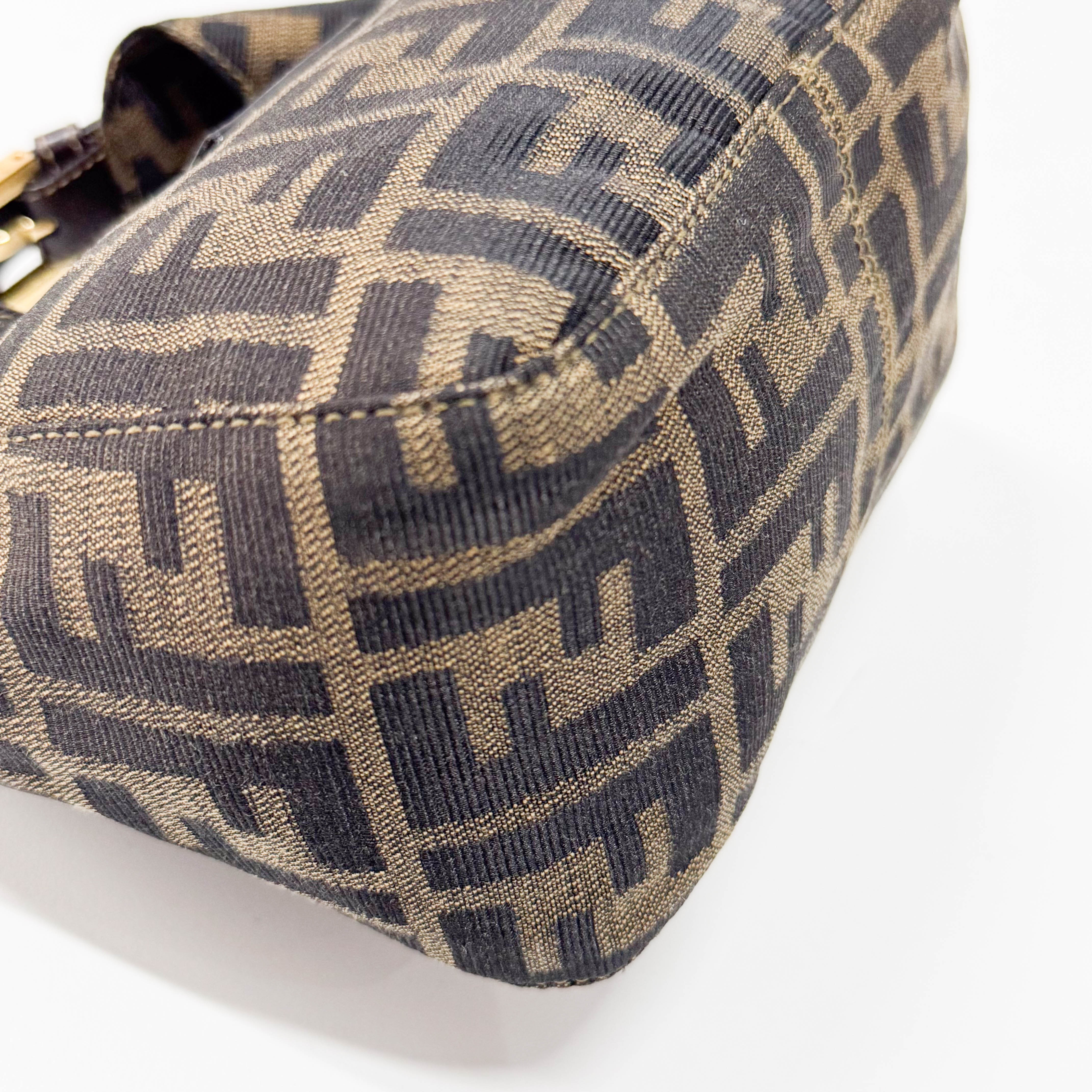 Croissant Brown Coated Canvas Hand Bag