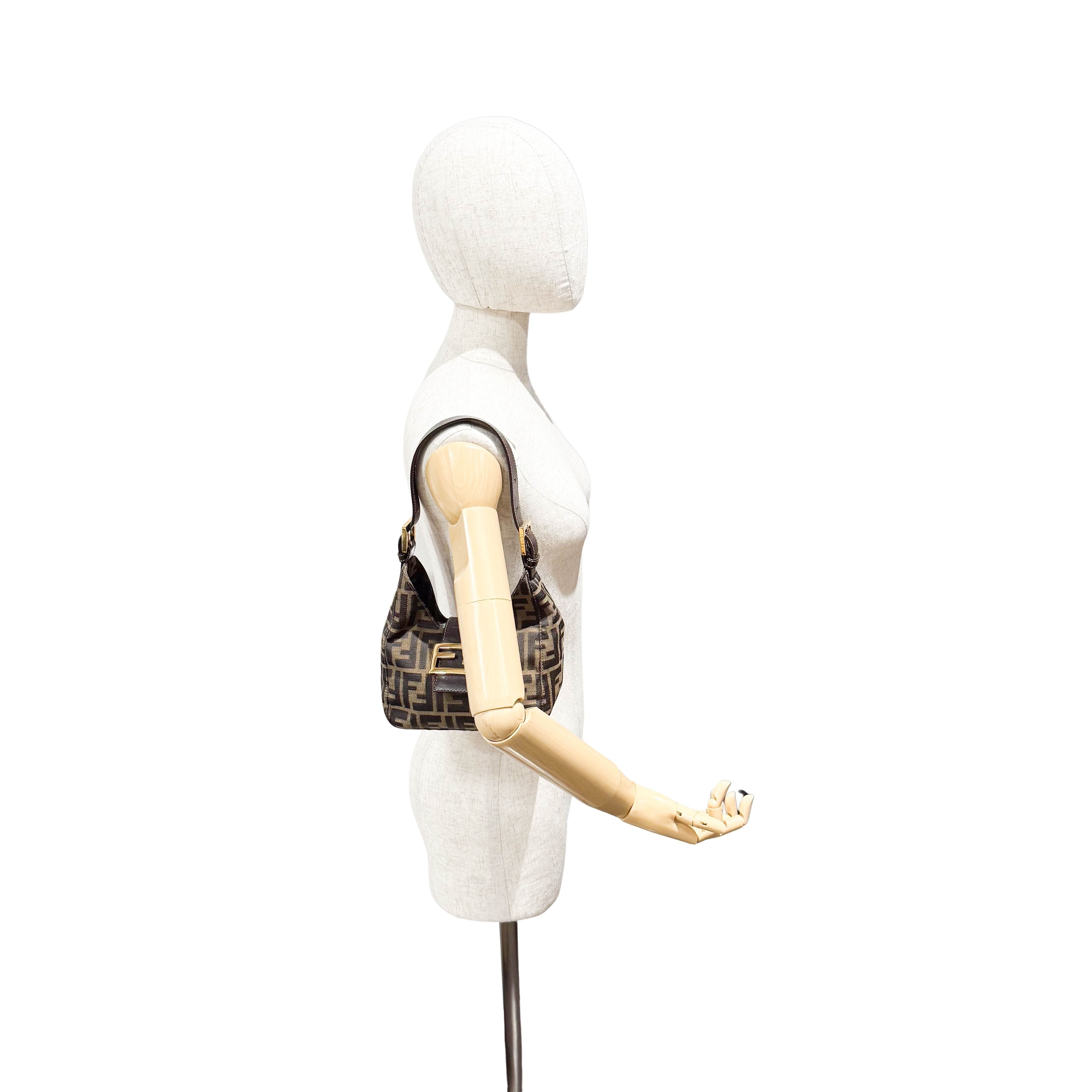 Croissant Brown Coated Canvas Hand Bag