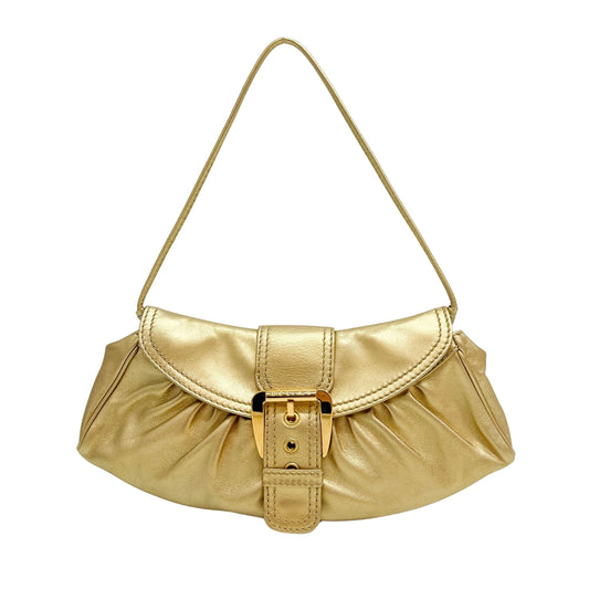 Gold Leather Shoulder Bag