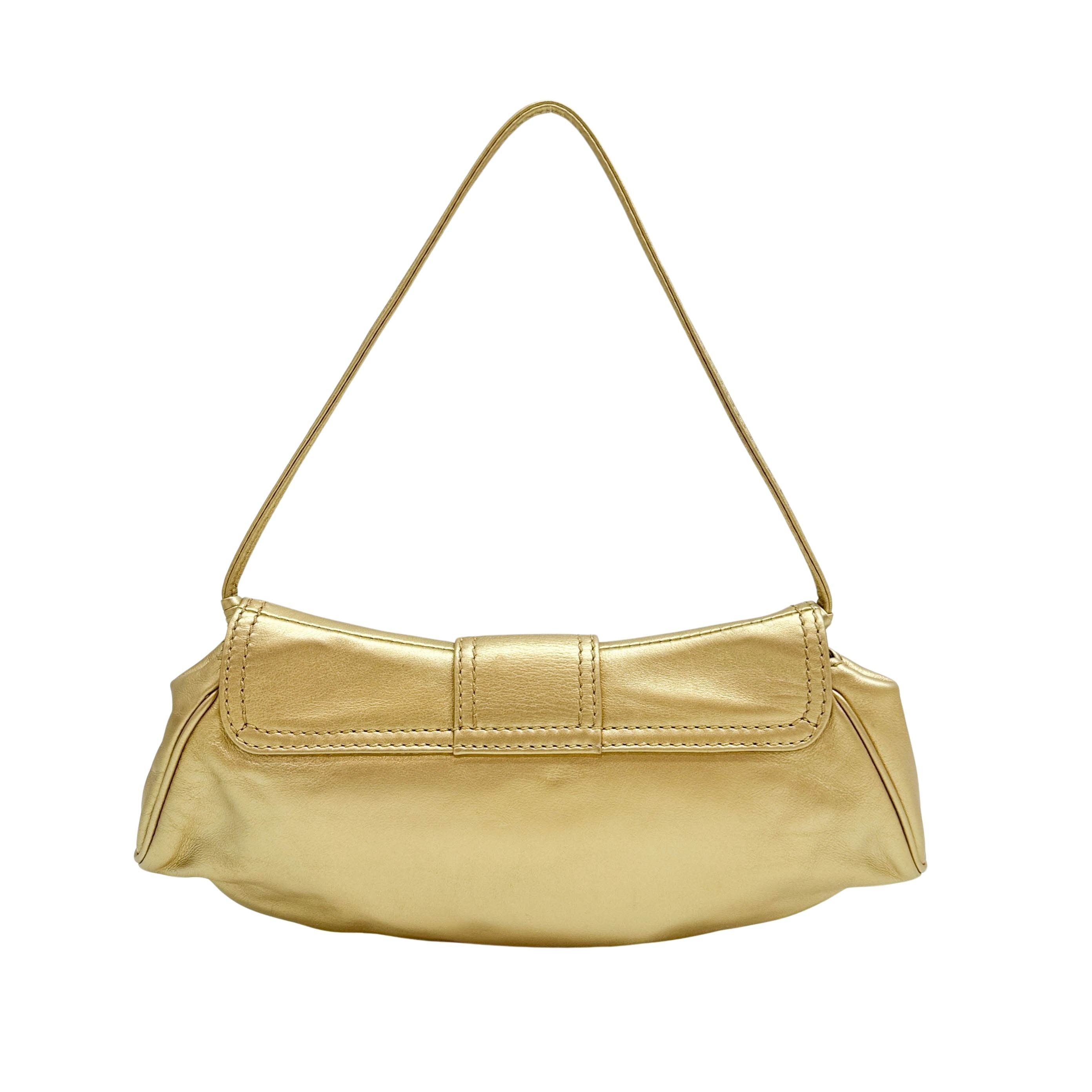 Gold Leather Shoulder Bag