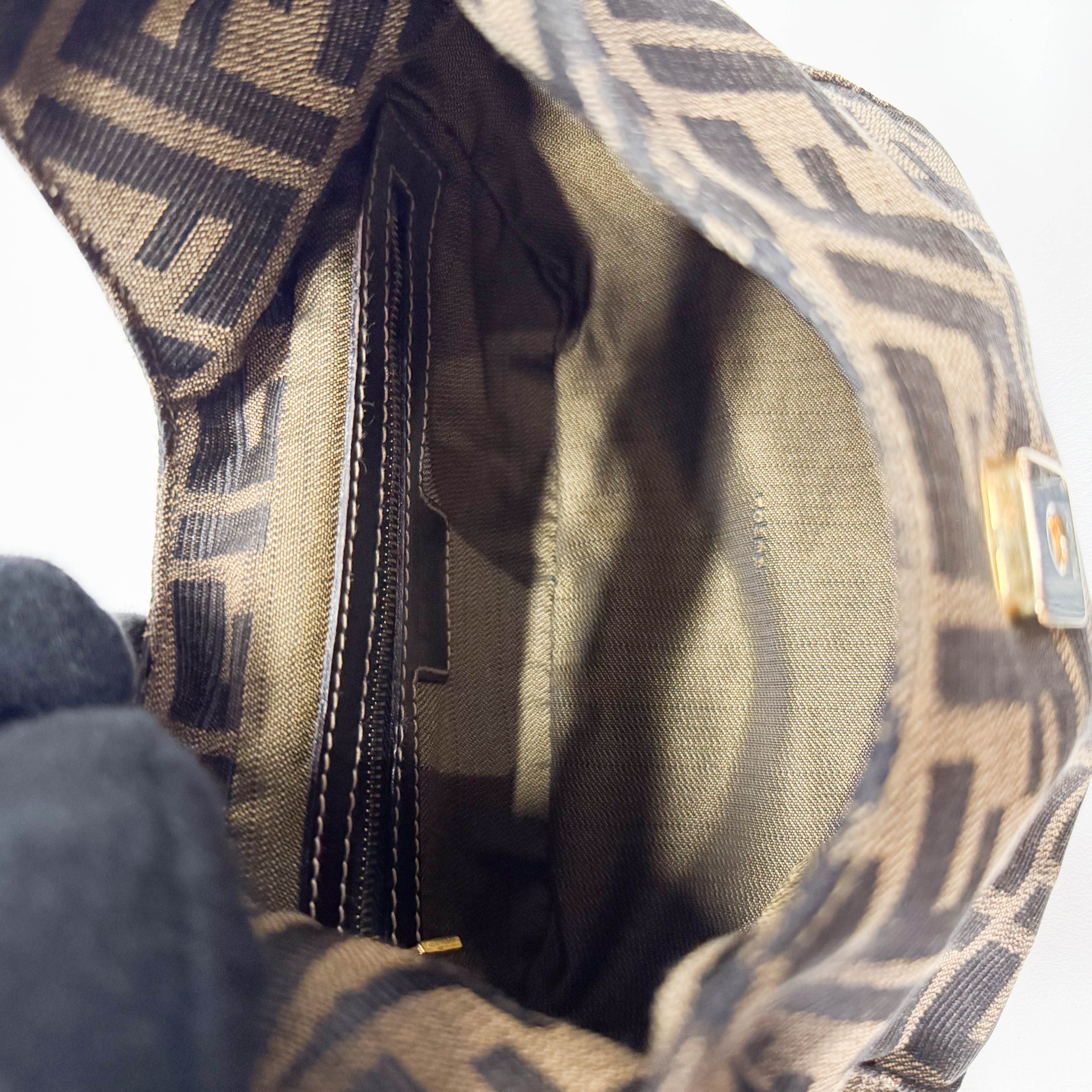 Croissant Brown Coated Canvas Hand Bag