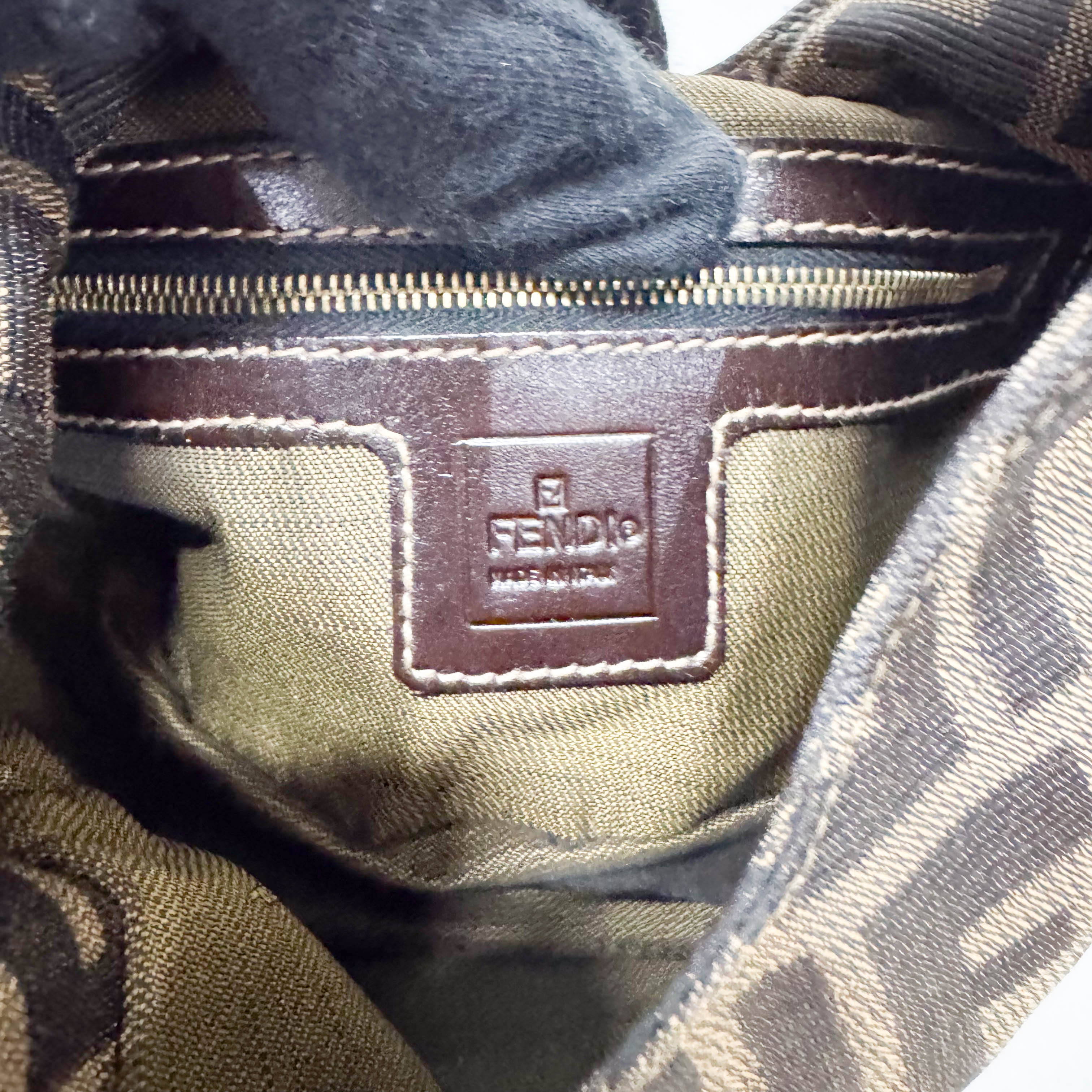 Croissant Brown Coated Canvas Hand Bag