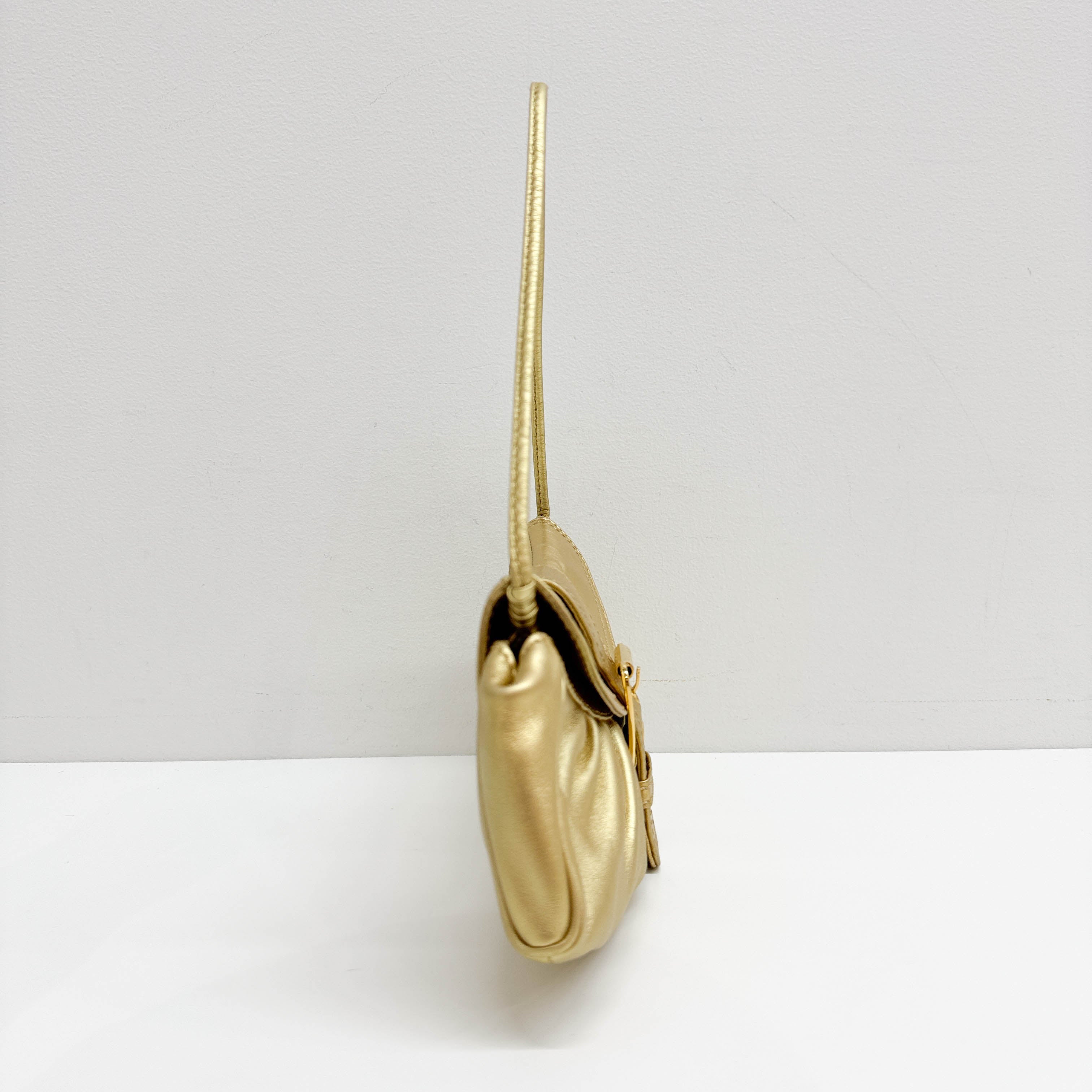 Gold Leather Shoulder Bag