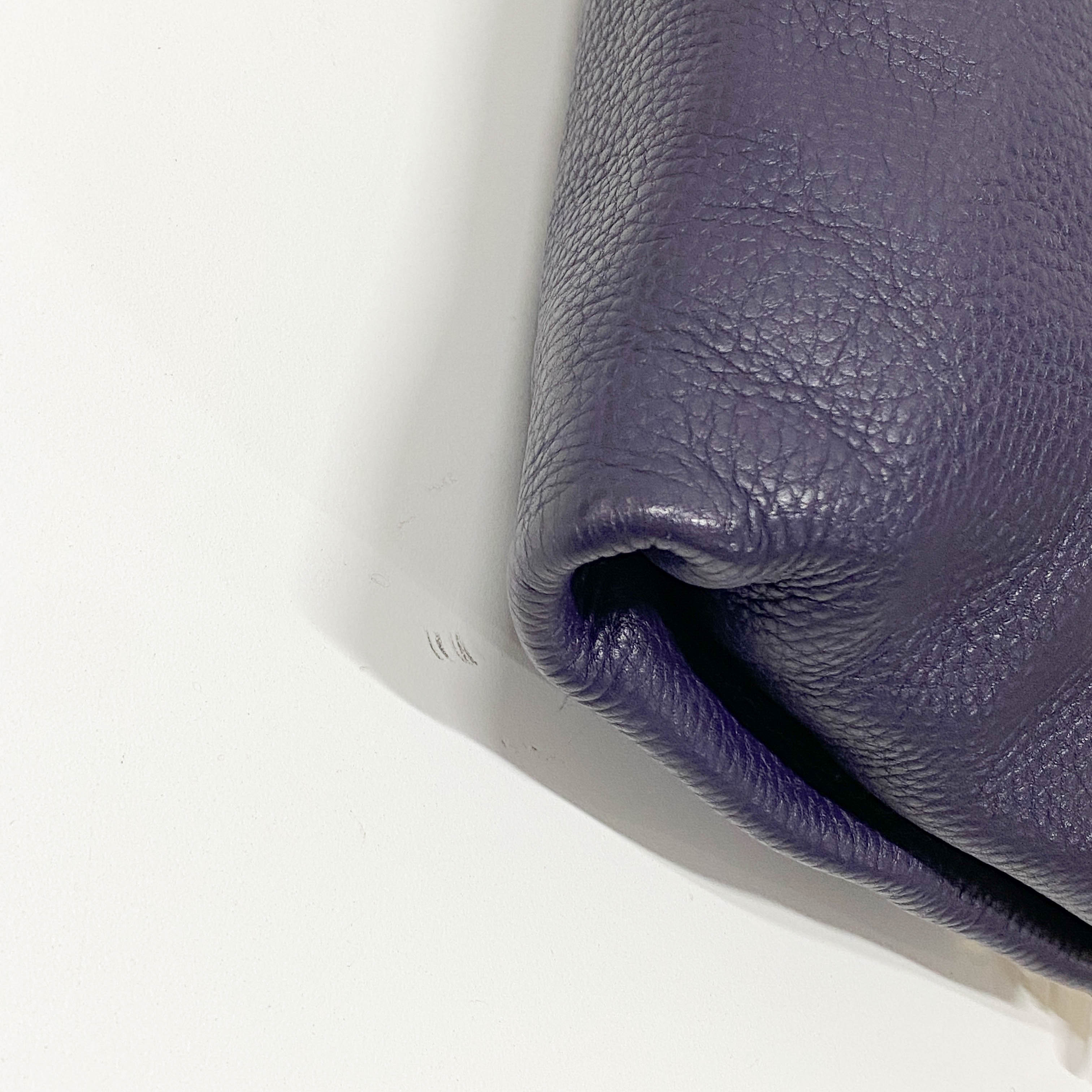 Small Purple Grained Calfskin Leather Crossbody Pouch