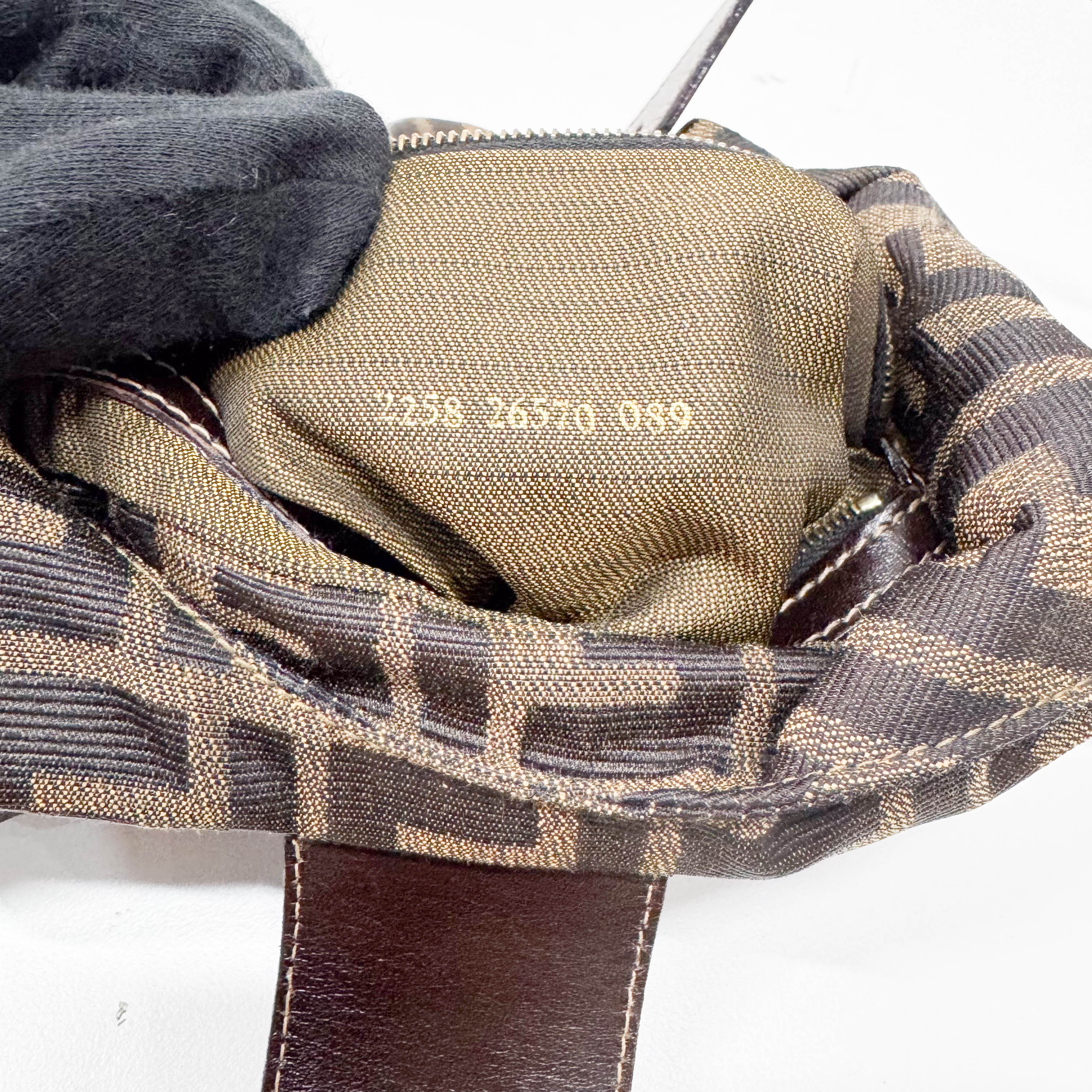 Croissant Brown Coated Canvas Hand Bag