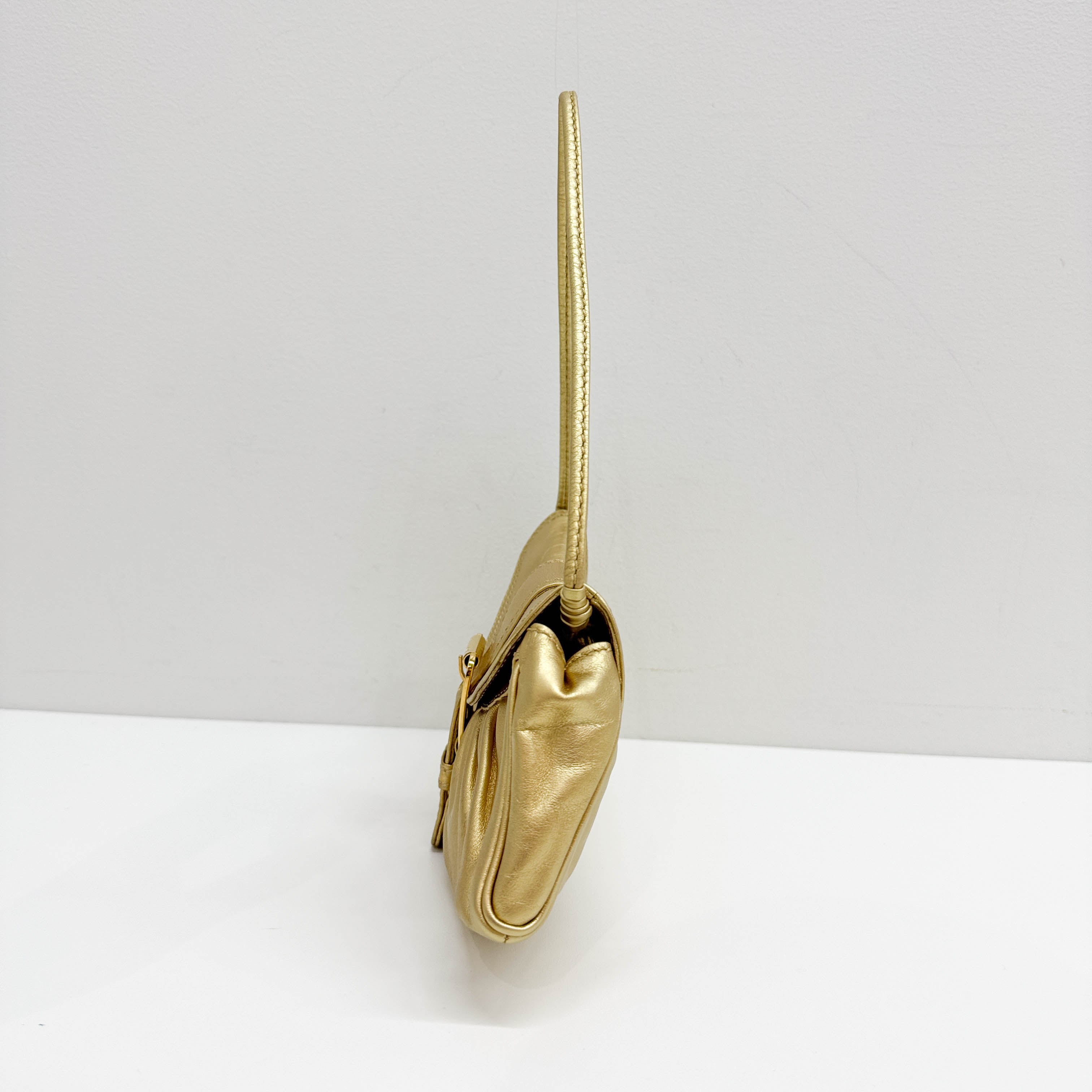 Gold Leather Shoulder Bag