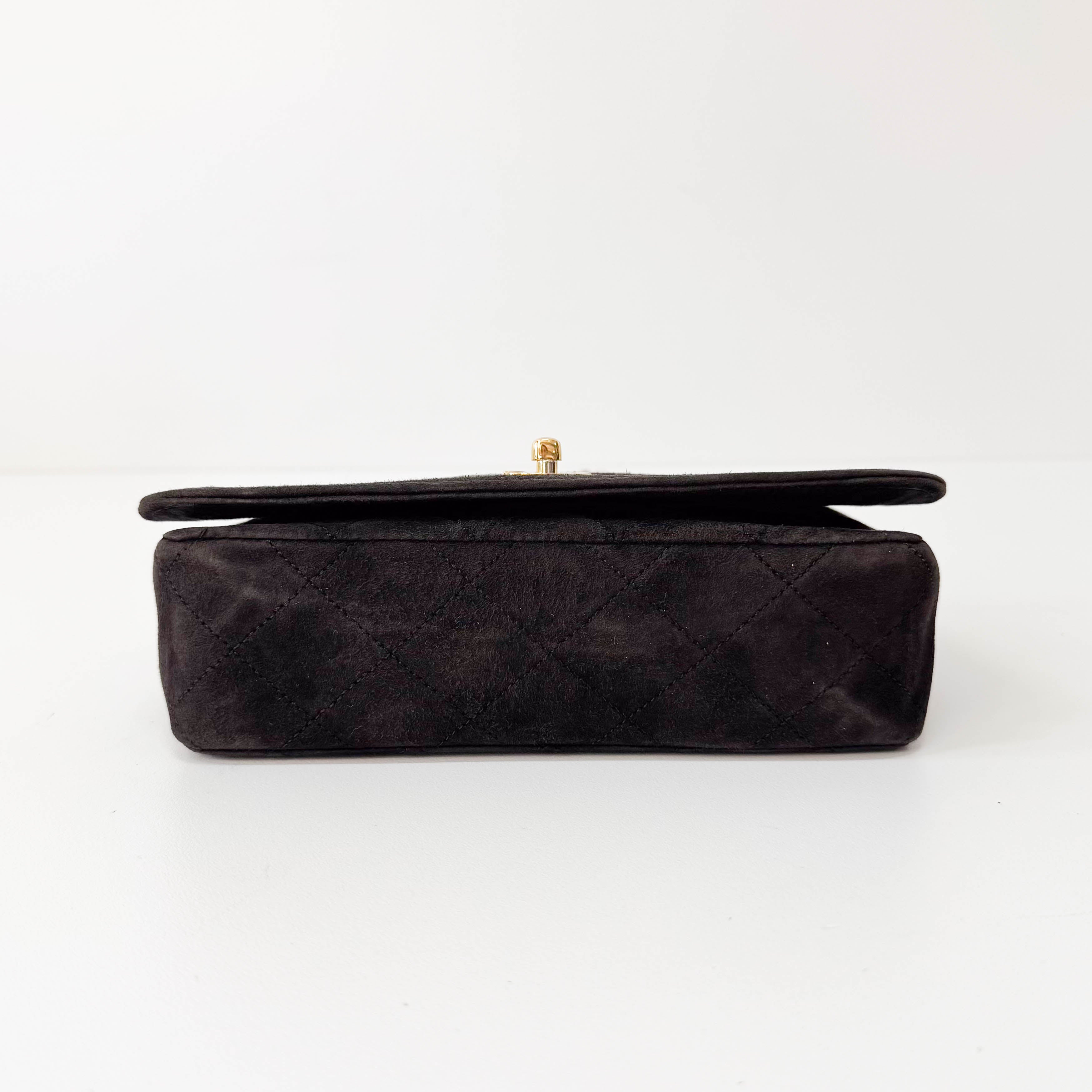 Matelasse Brown Suede Chain Strap Bag