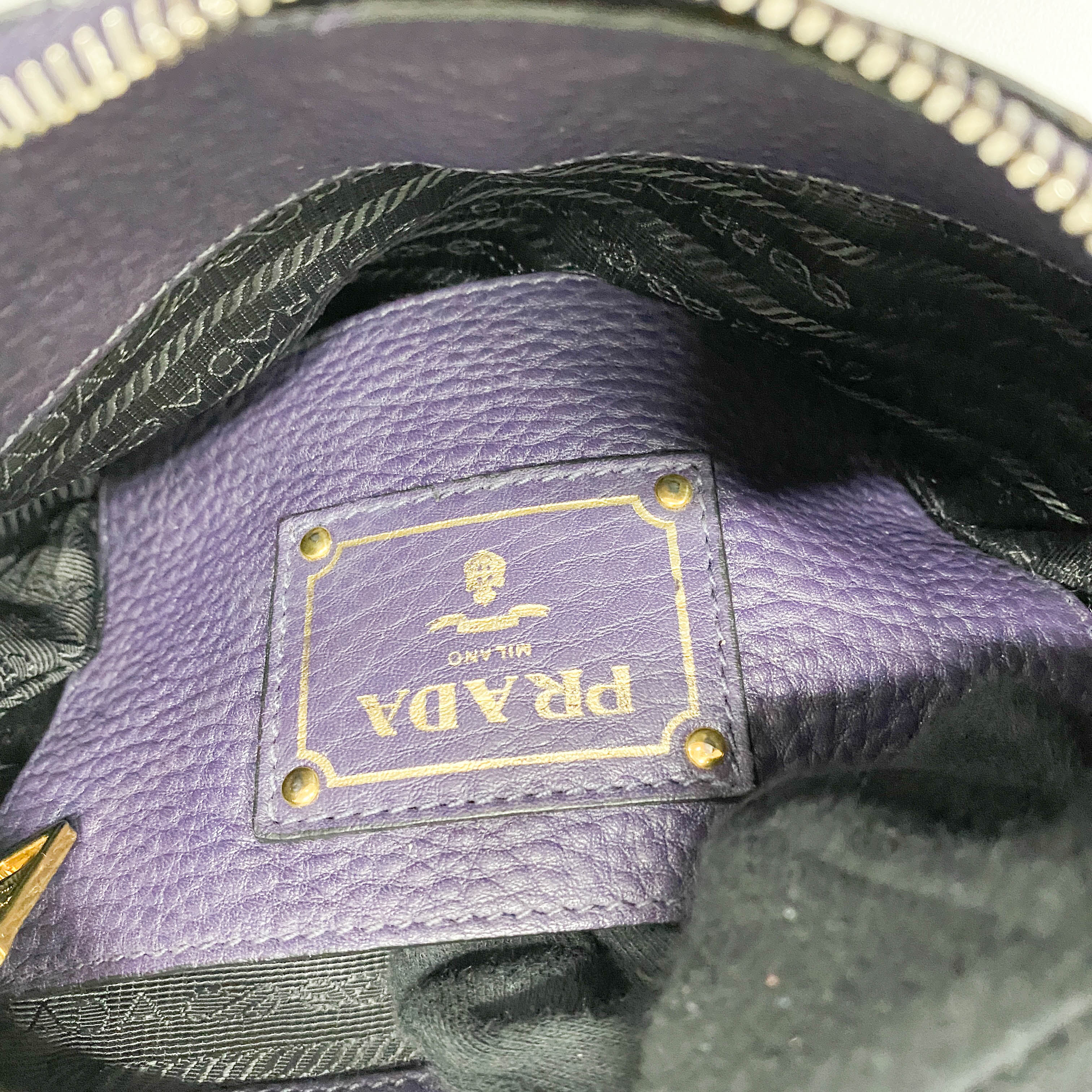 Small Purple Grained Calfskin Leather Crossbody Pouch