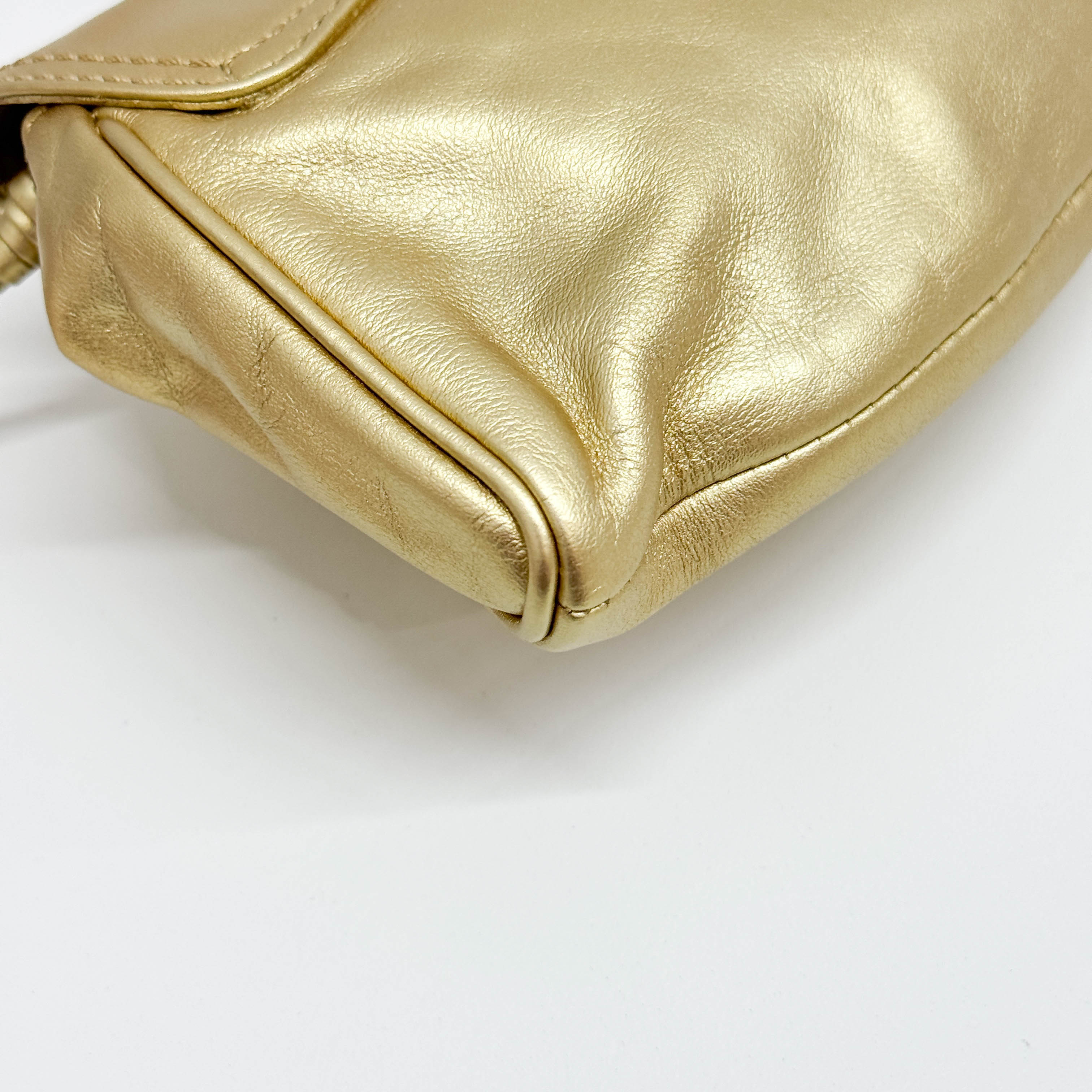 Gold Leather Shoulder Bag