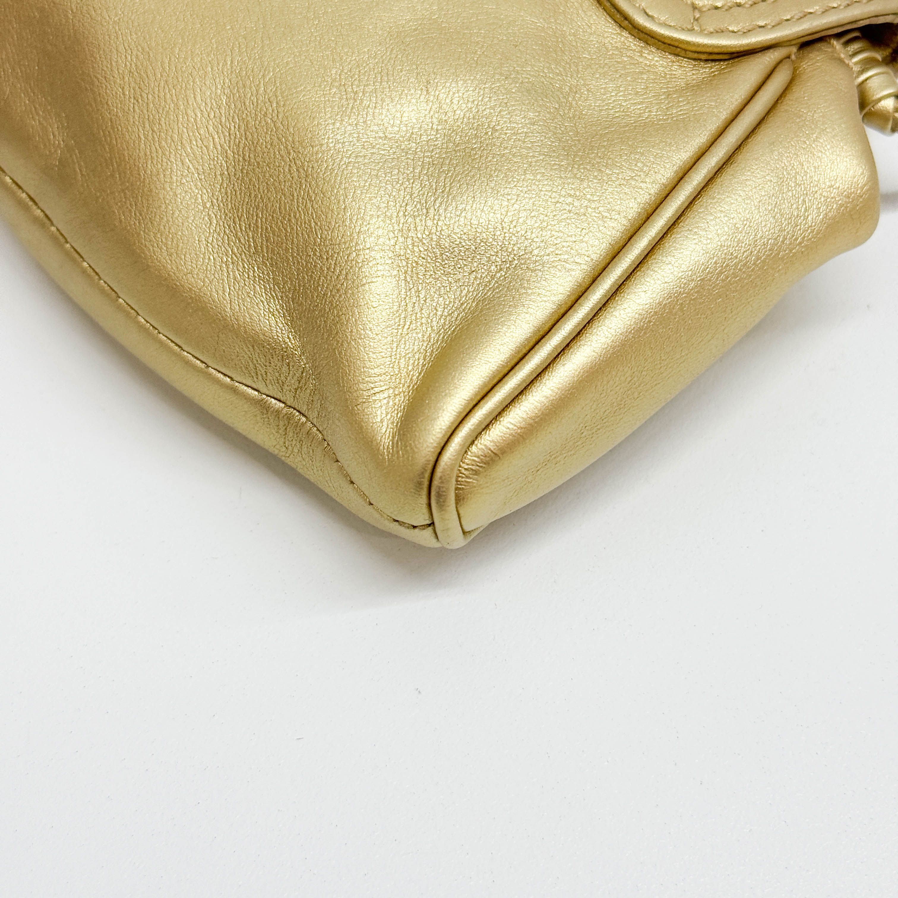 Gold Leather Shoulder Bag