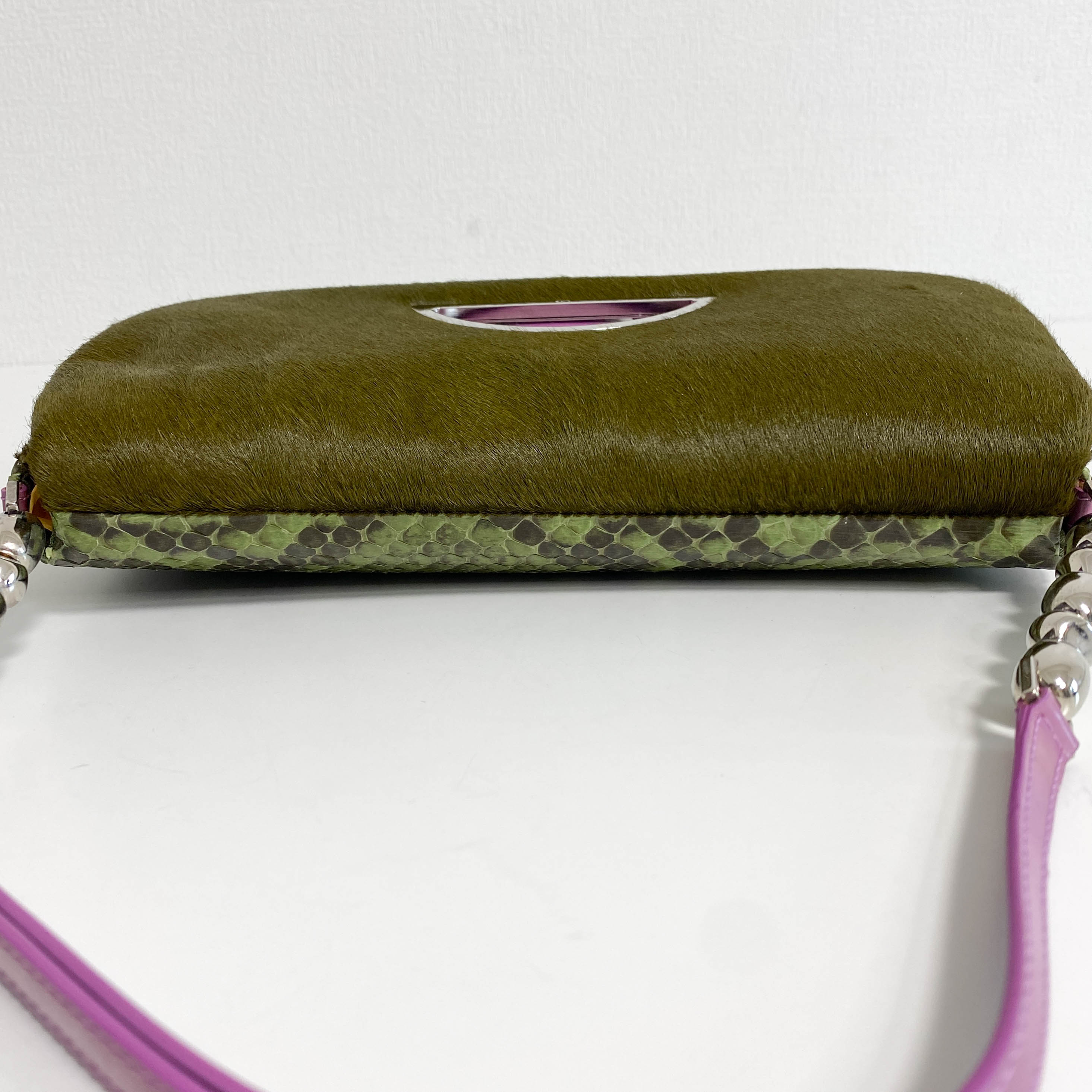 Malice Pearl Khaki Pony Hair Shoulder Bag
