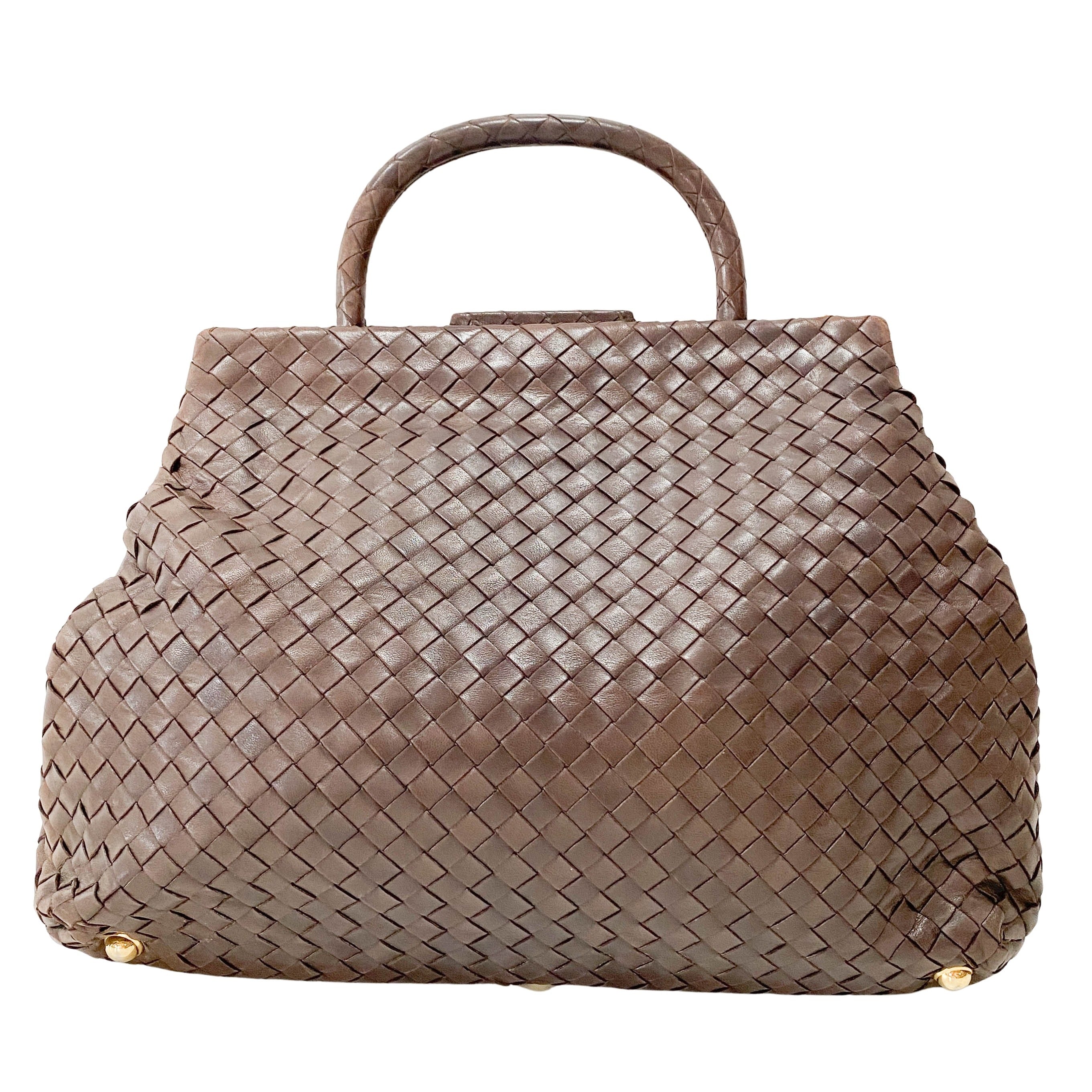 Intrecciato Brown Leather Handbag