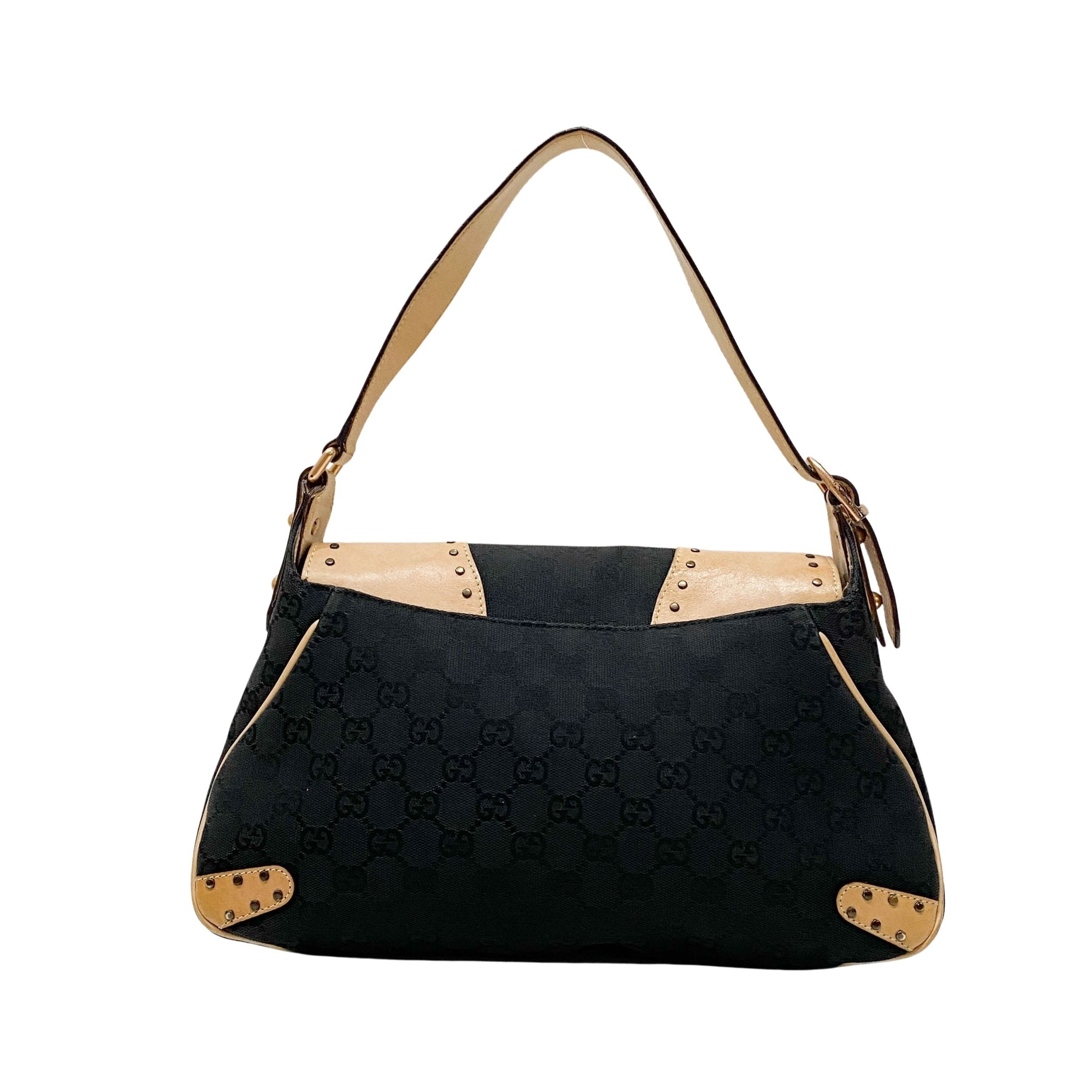 Horsebit GG Canvas Black & Brown Leather Shoulder Bag