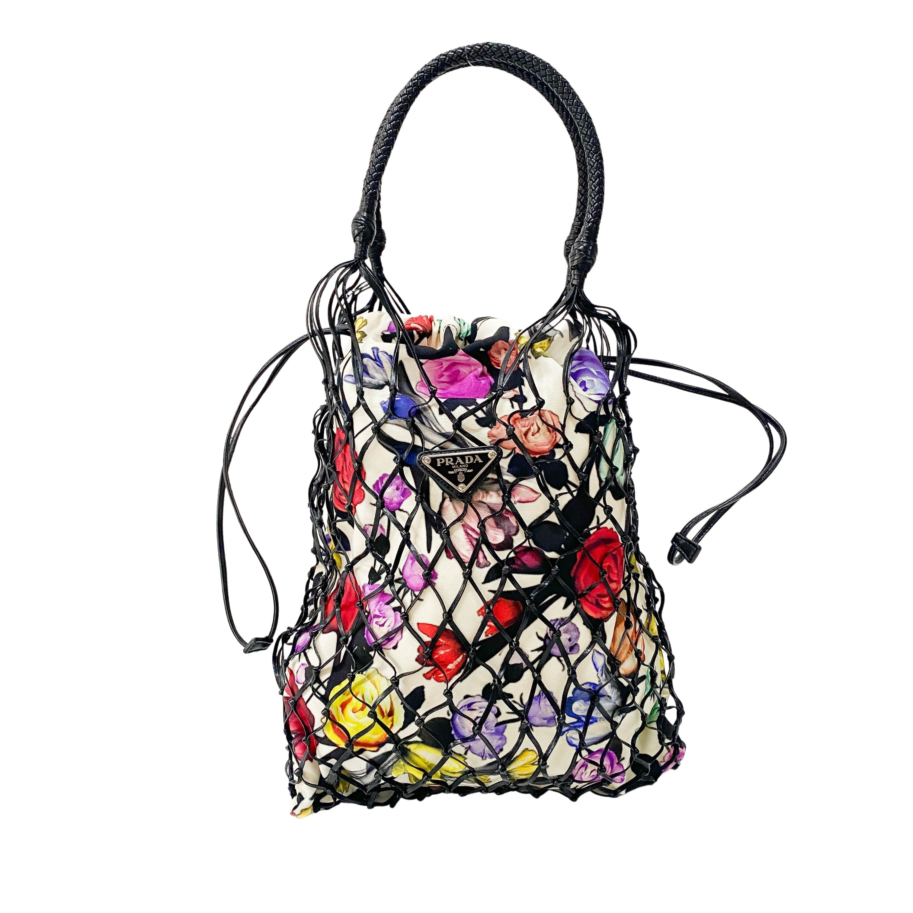 Flower Print Nylon Hand Bag