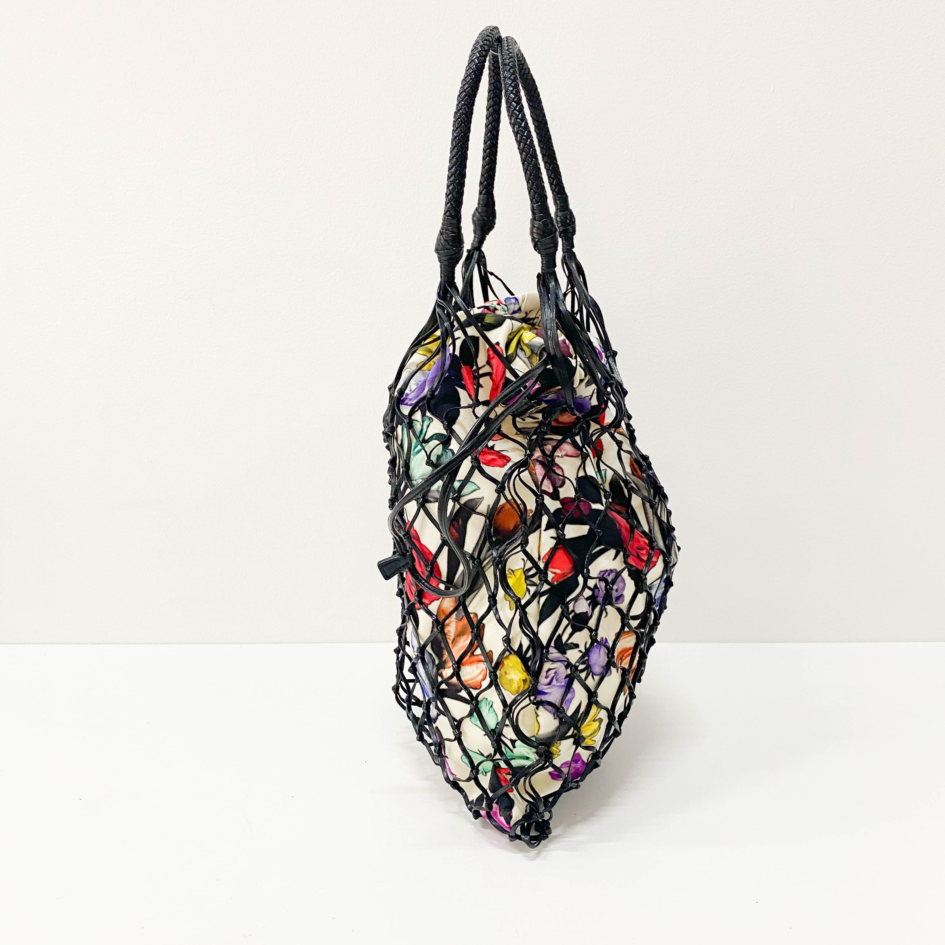 Flower Print Nylon Hand Bag