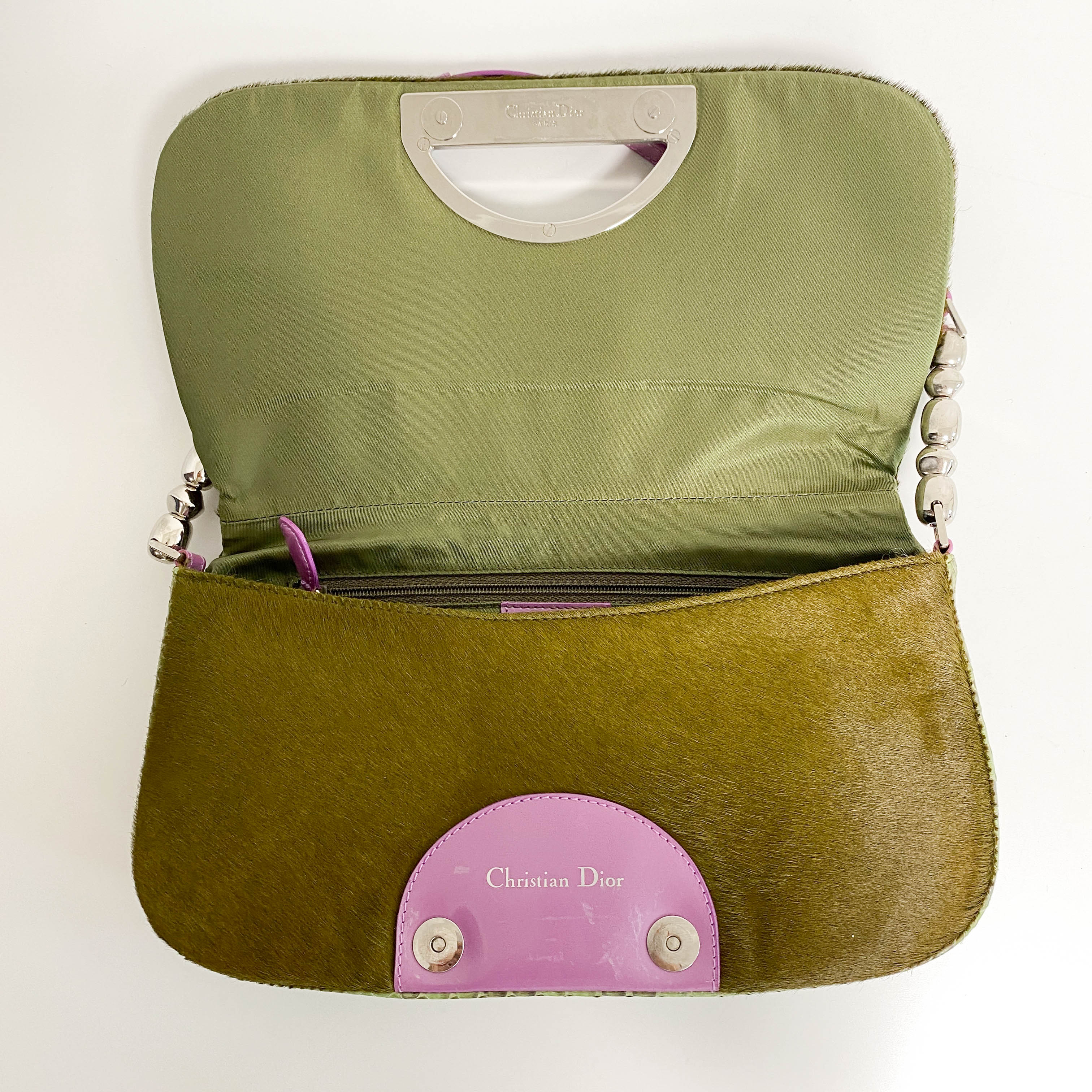 Malice Pearl Khaki Pony Hair Shoulder Bag