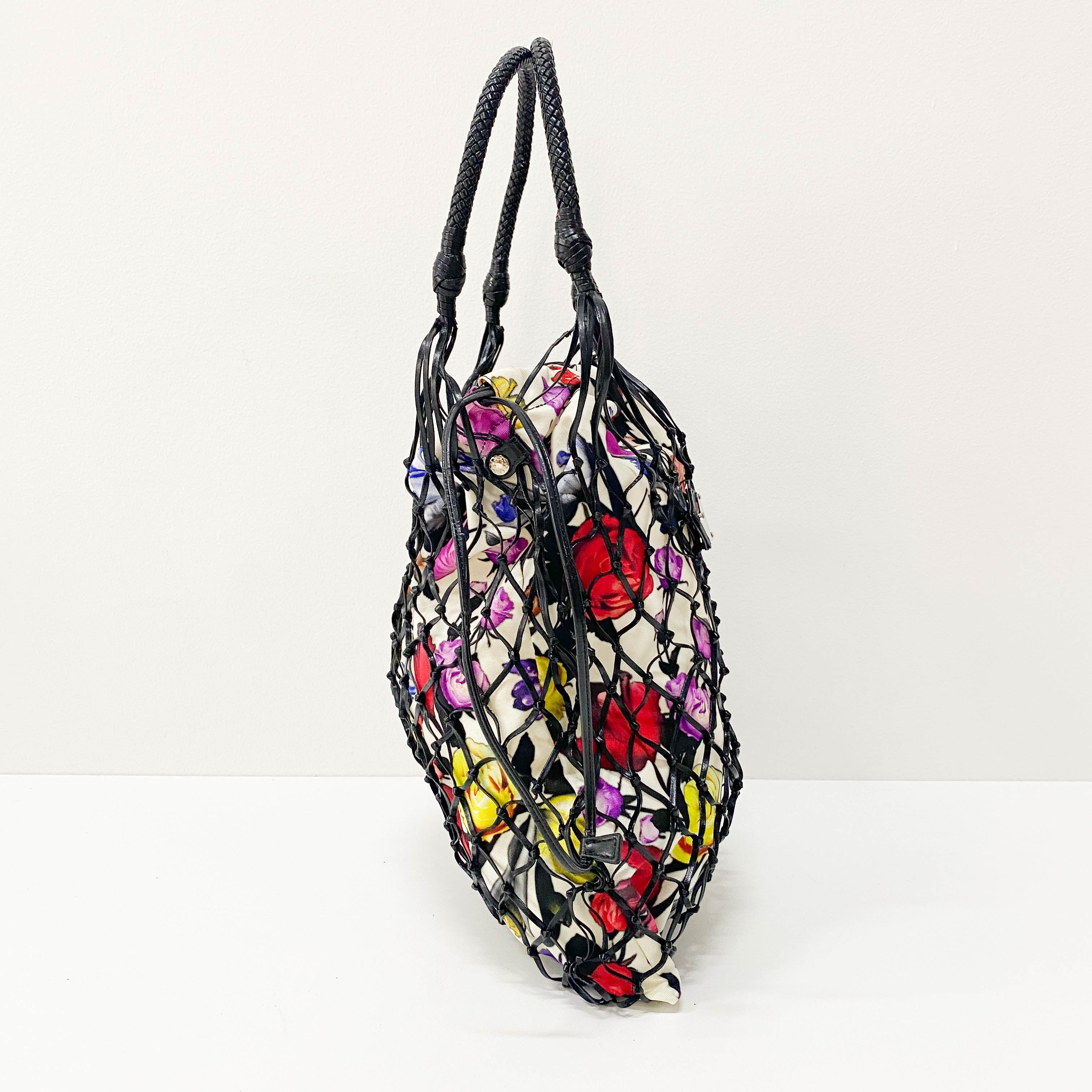 Flower Print Nylon Hand Bag