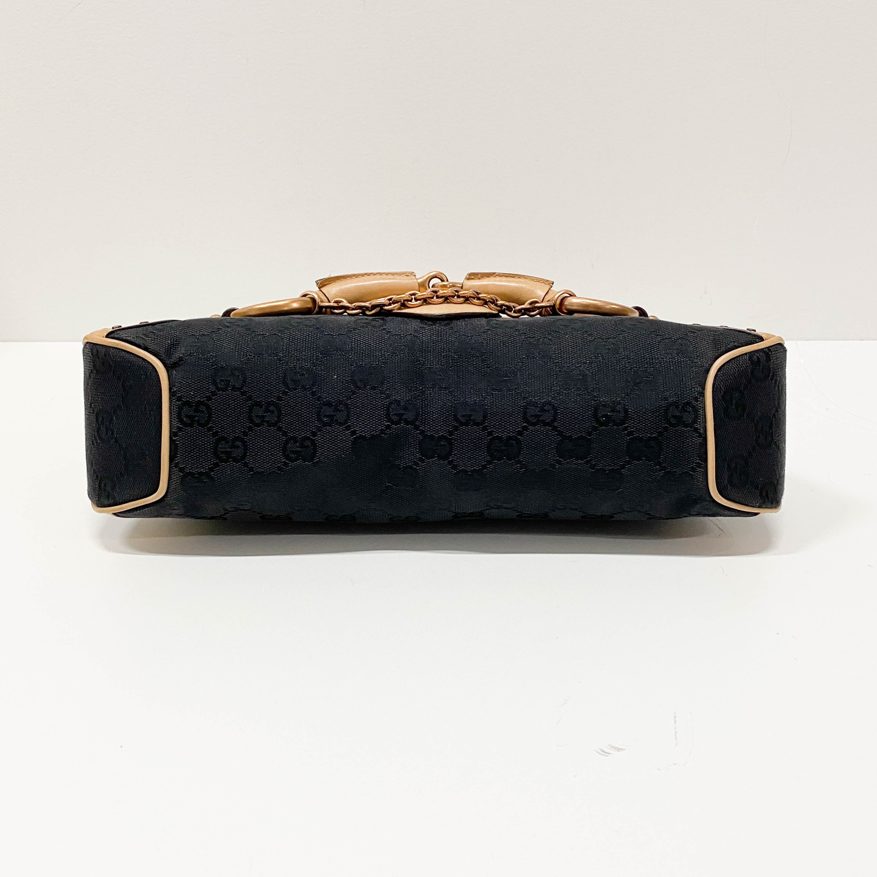 Horsebit GG Canvas Black & Brown Leather Shoulder Bag