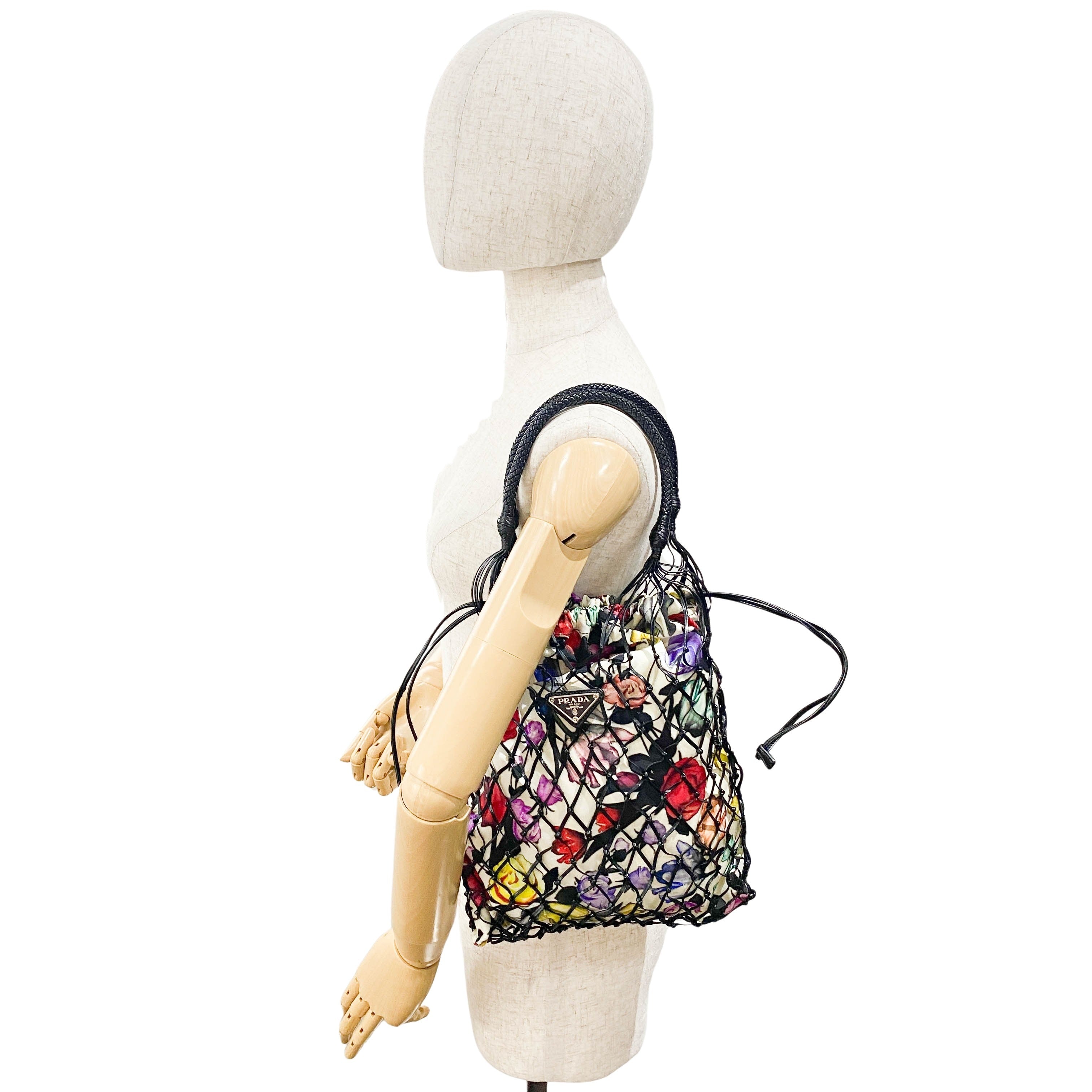 Flower Print Nylon Hand Bag