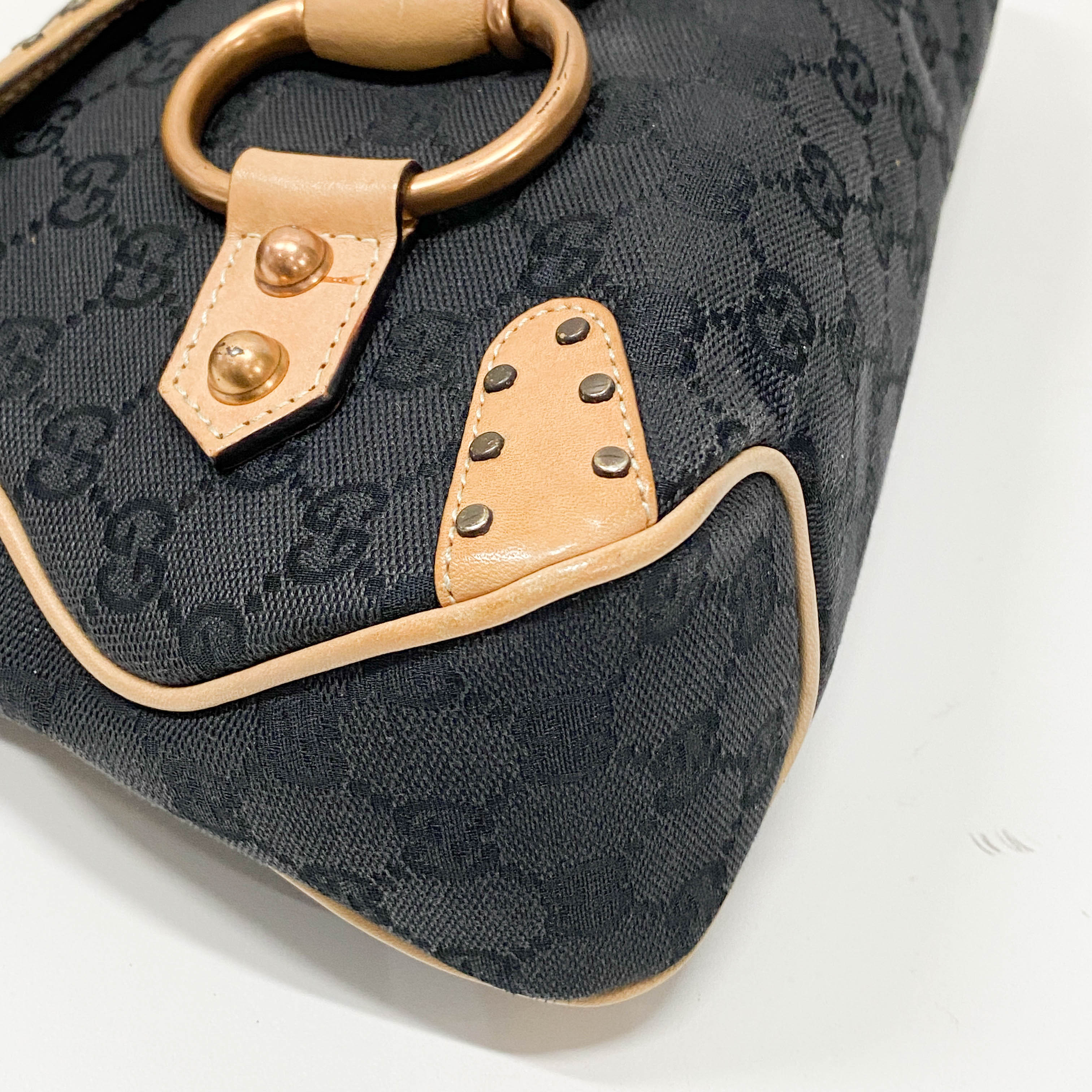 Horsebit GG Canvas Black & Brown Leather Shoulder Bag