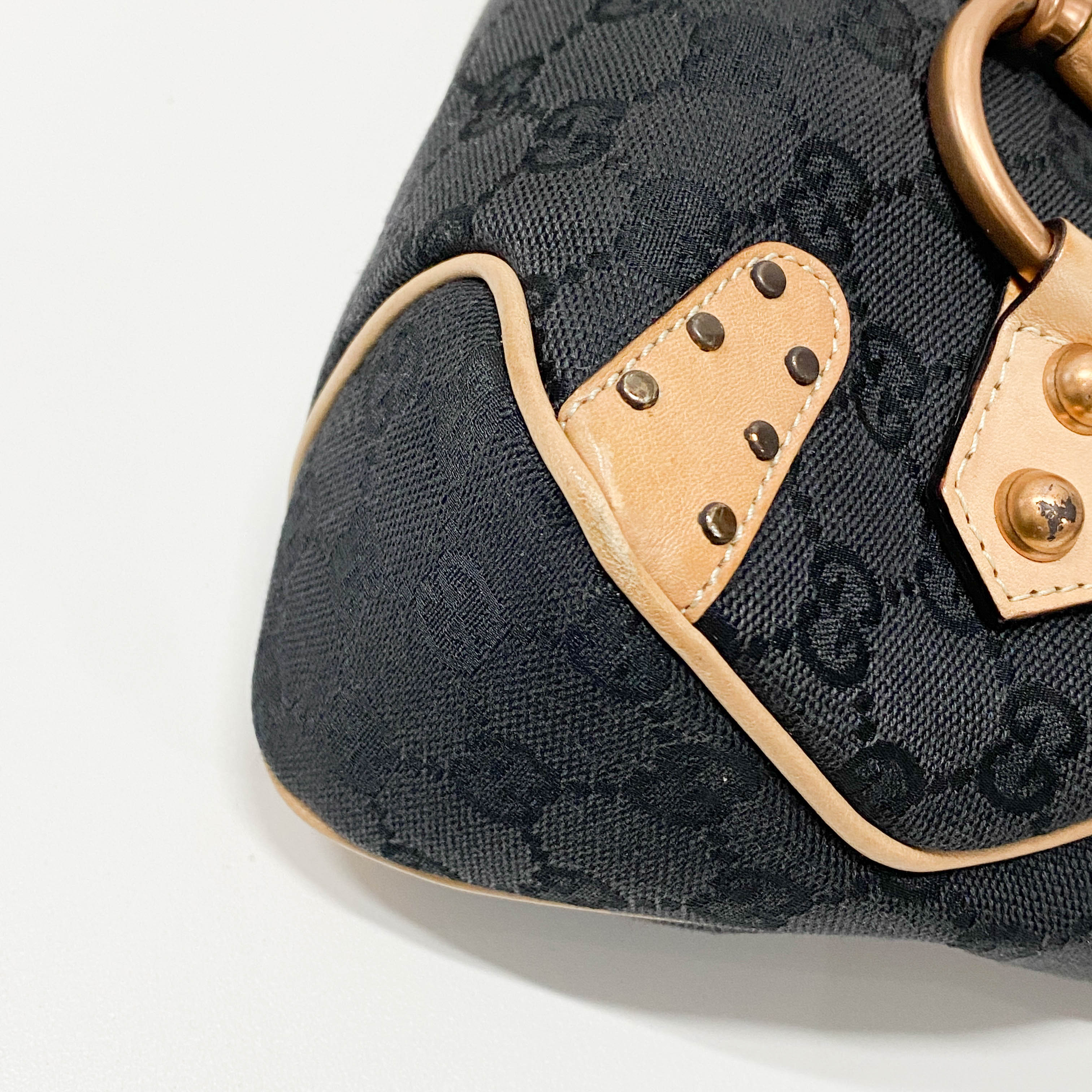 Horsebit GG Canvas Black & Brown Leather Shoulder Bag