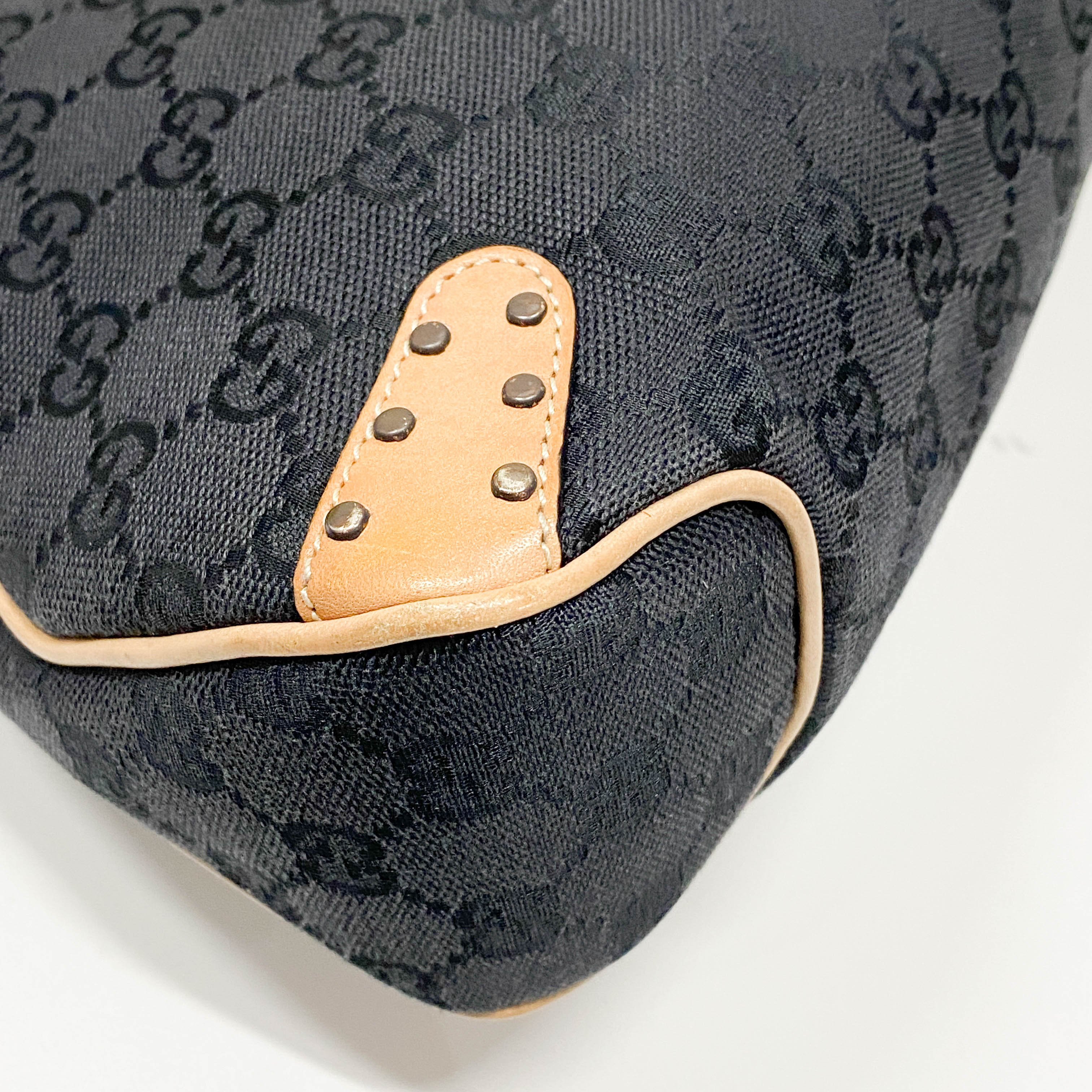 Horsebit GG Canvas Black & Brown Leather Shoulder Bag