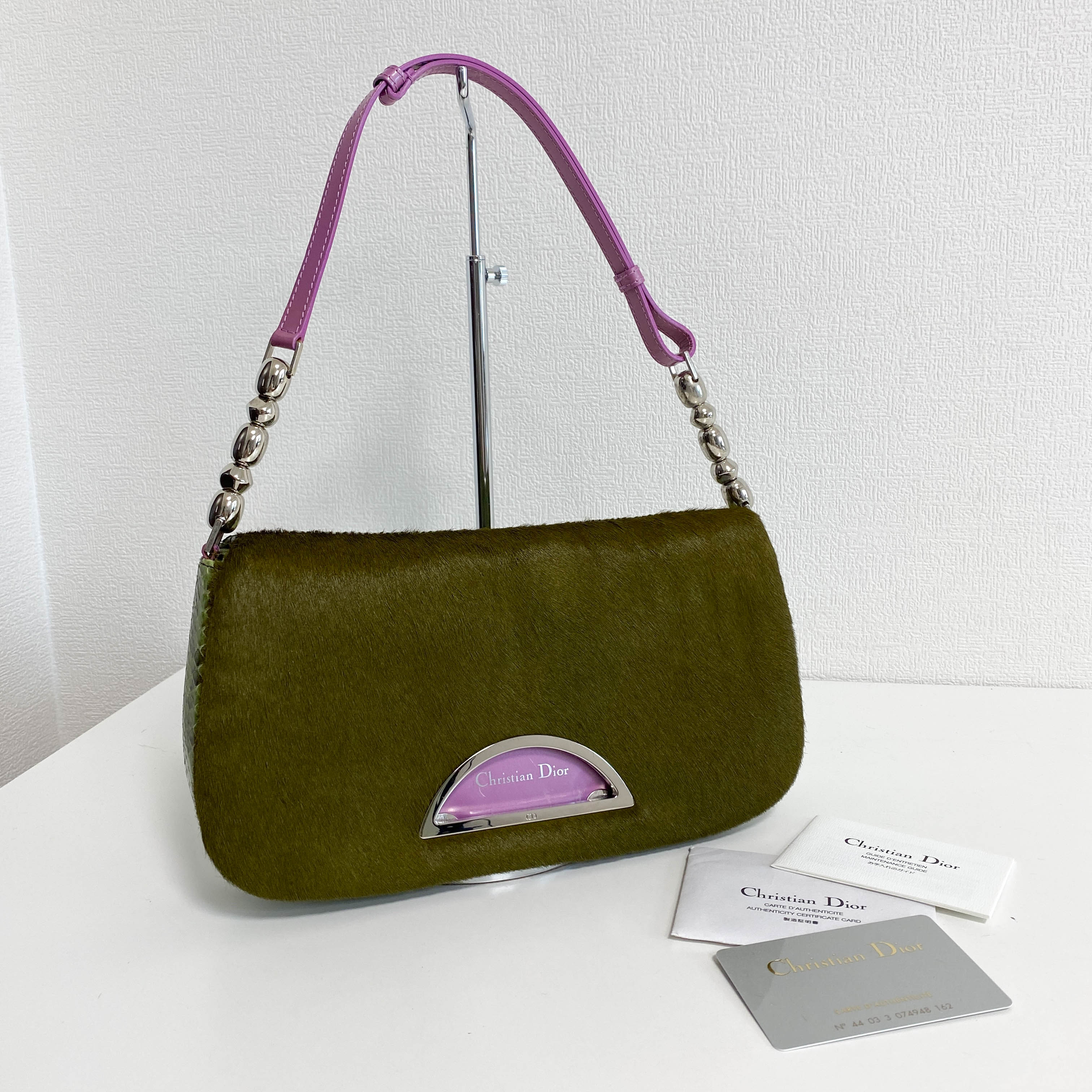 Malice Pearl Khaki Pony Hair Shoulder Bag