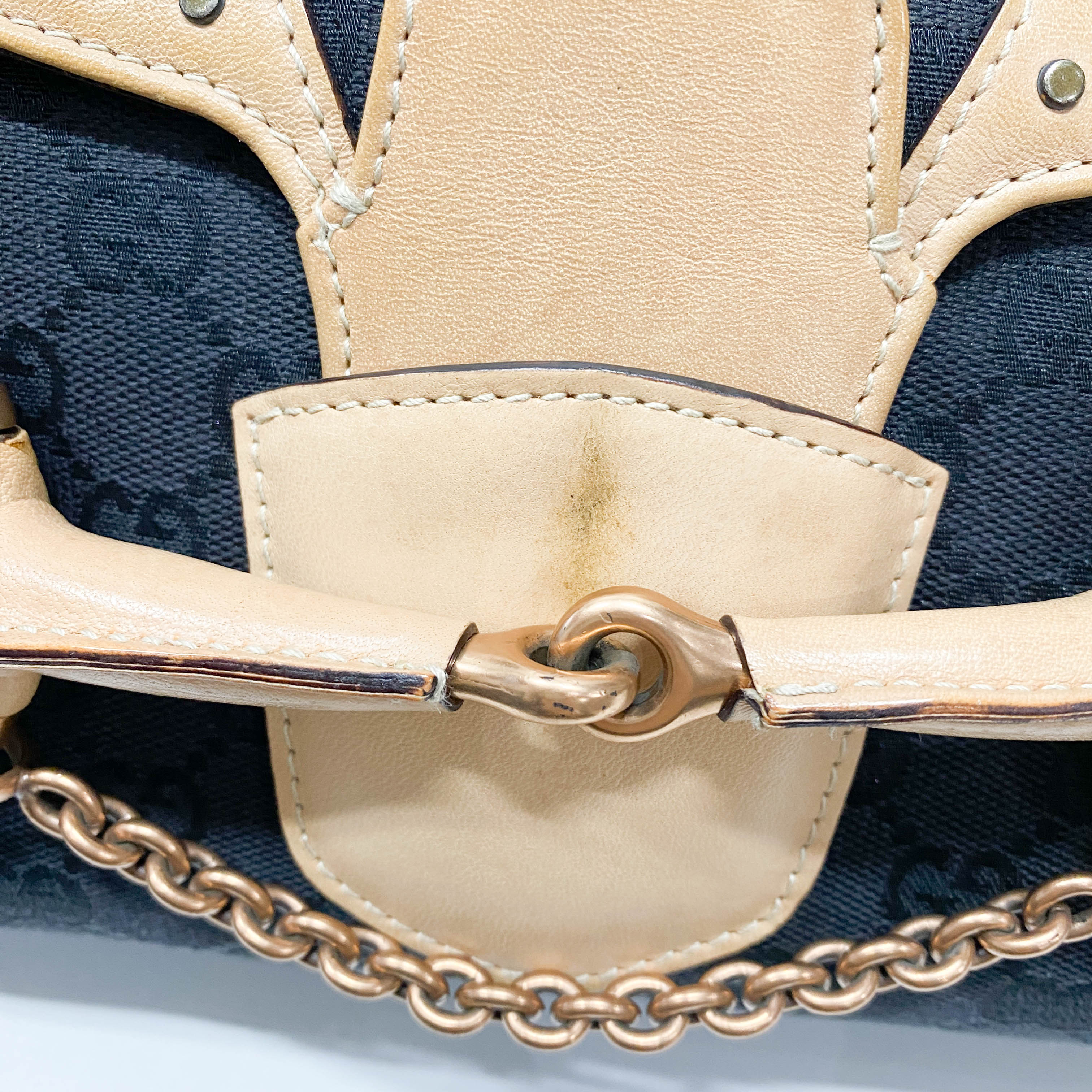 Horsebit GG Canvas Black & Brown Leather Shoulder Bag