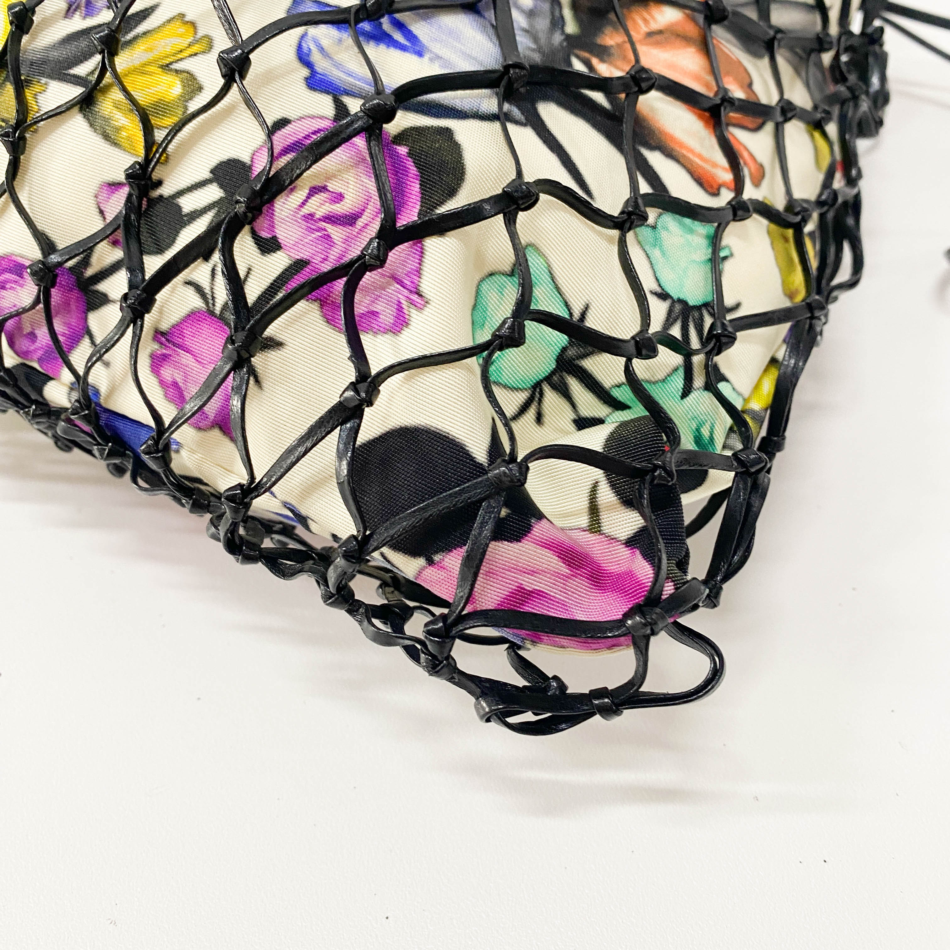 Flower Print Nylon Hand Bag