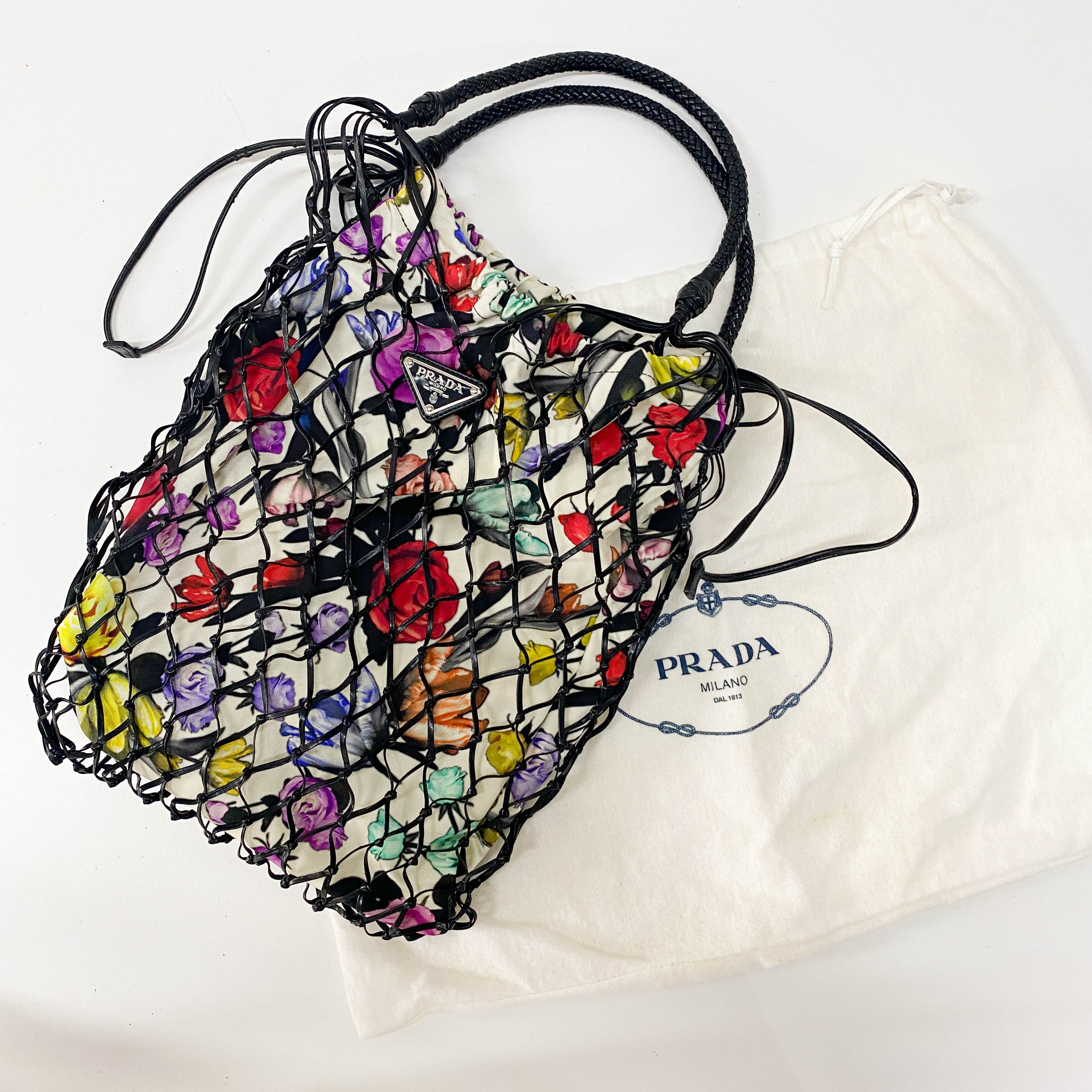 Flower Print Nylon Hand Bag