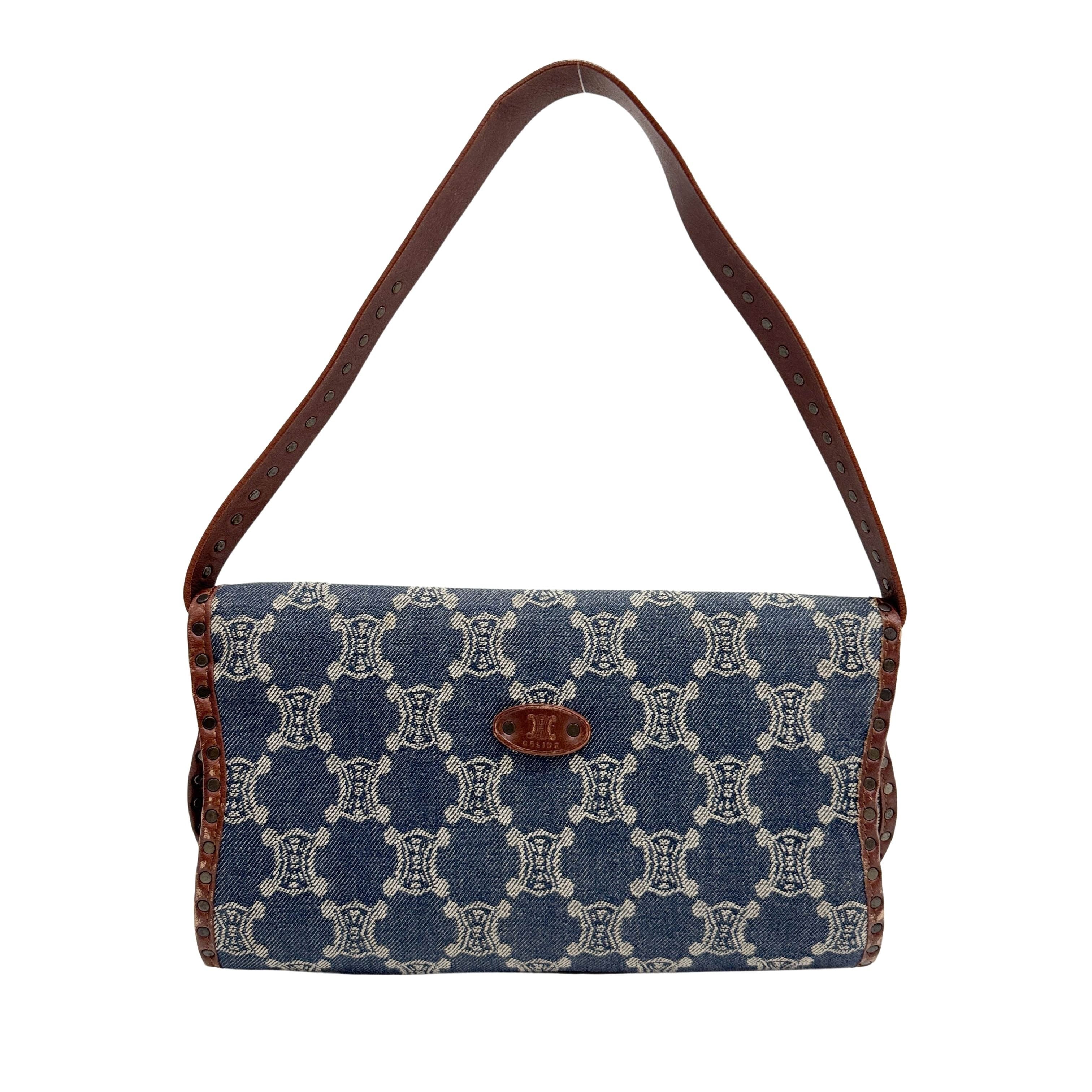 Poulbot Blue Paris Macadam Canvas Shoulder Bag