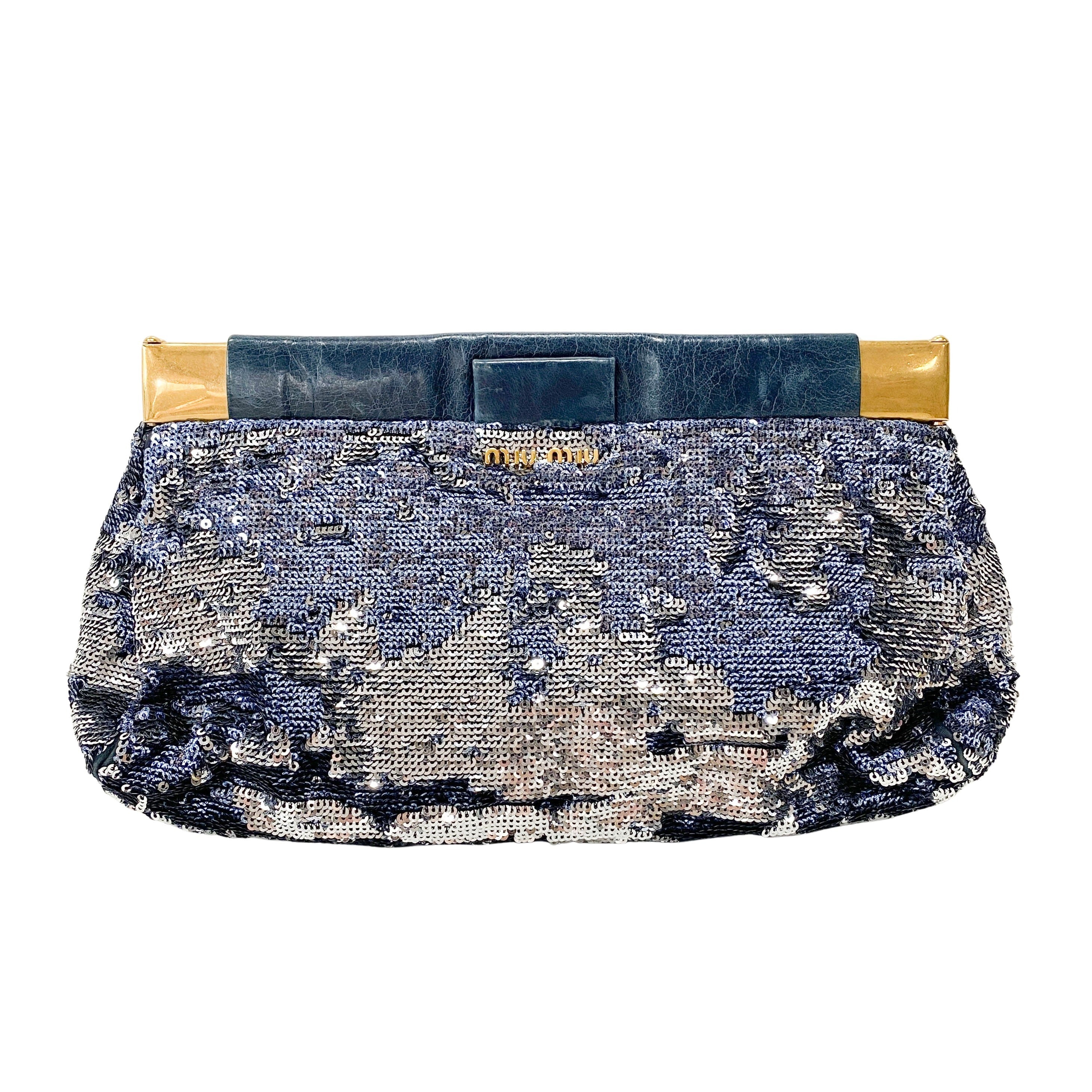 Blue Sequin Clutch Bag