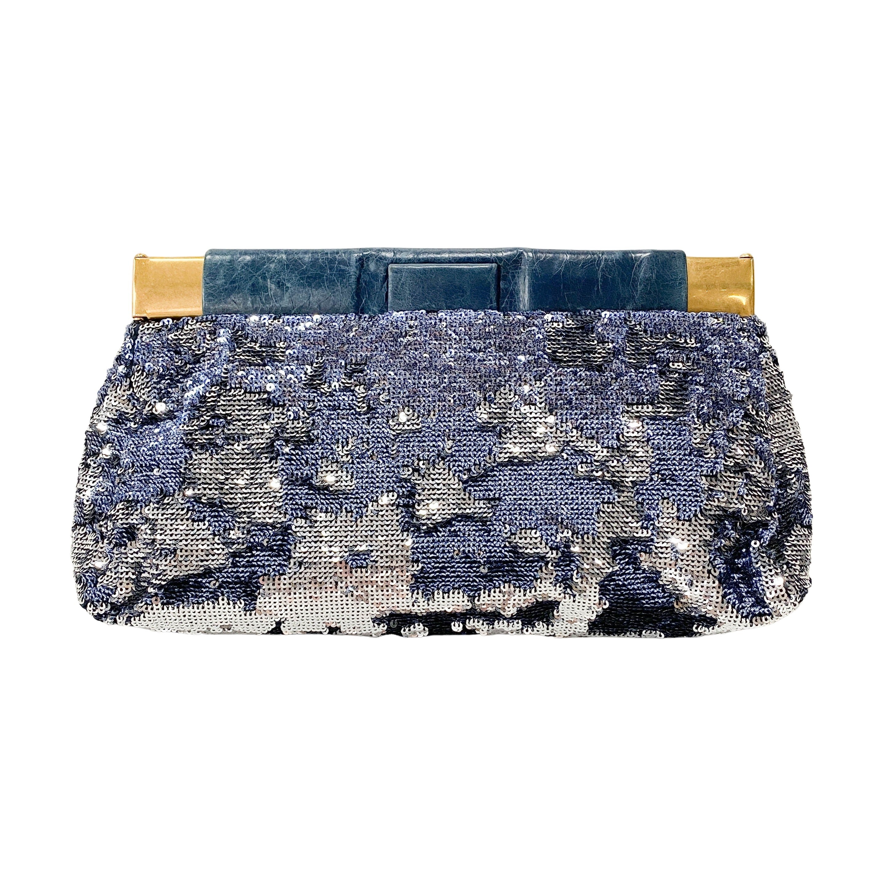 Blue Sequin Clutch Bag