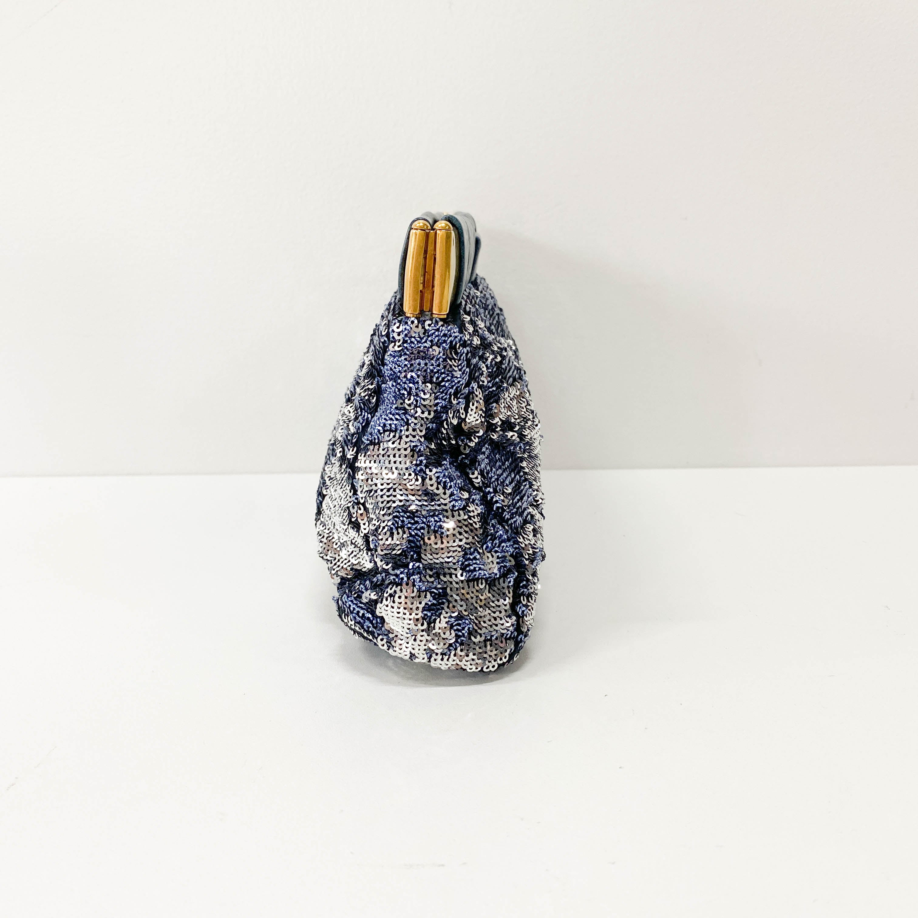 Blue Sequin Clutch Bag