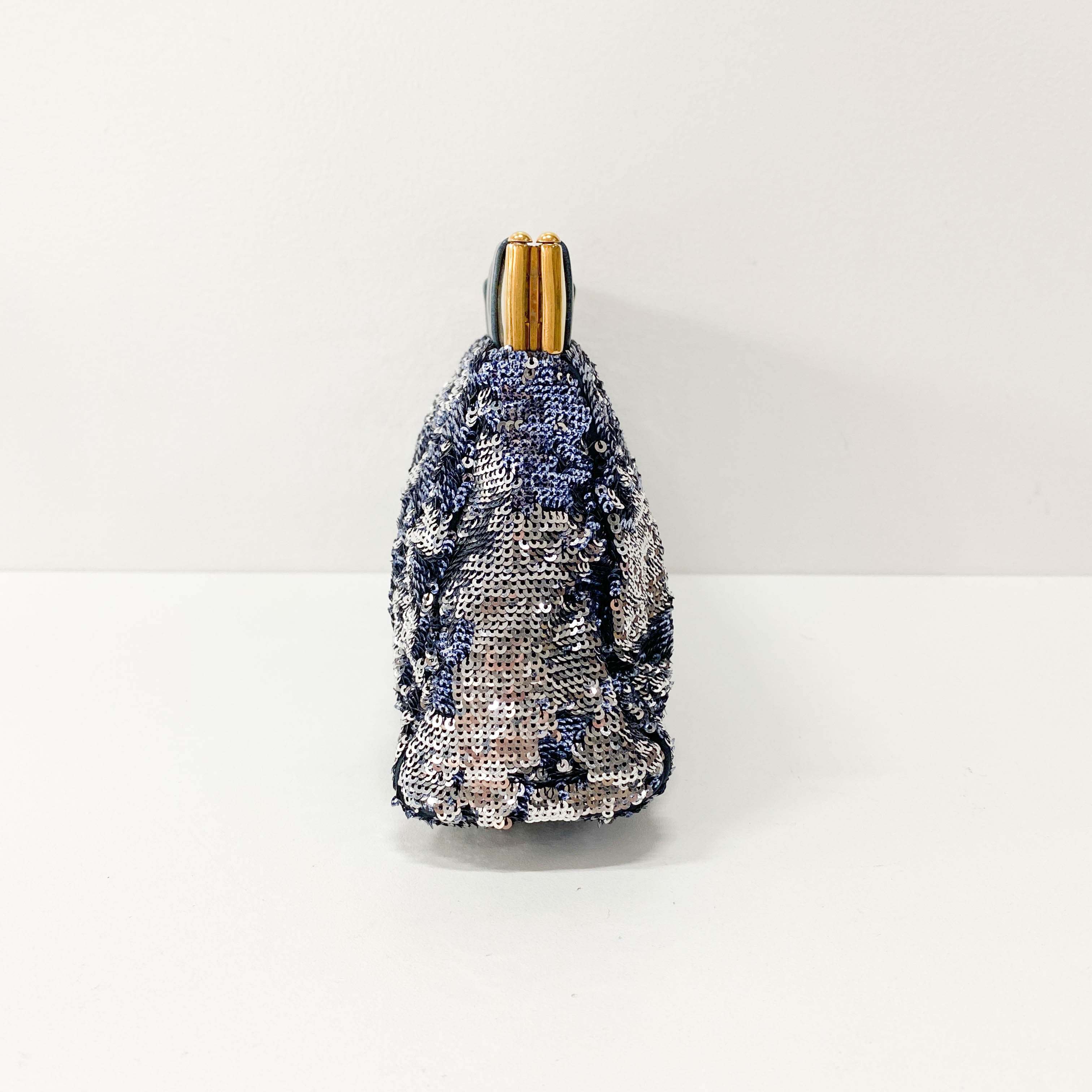 Blue Sequin Clutch Bag