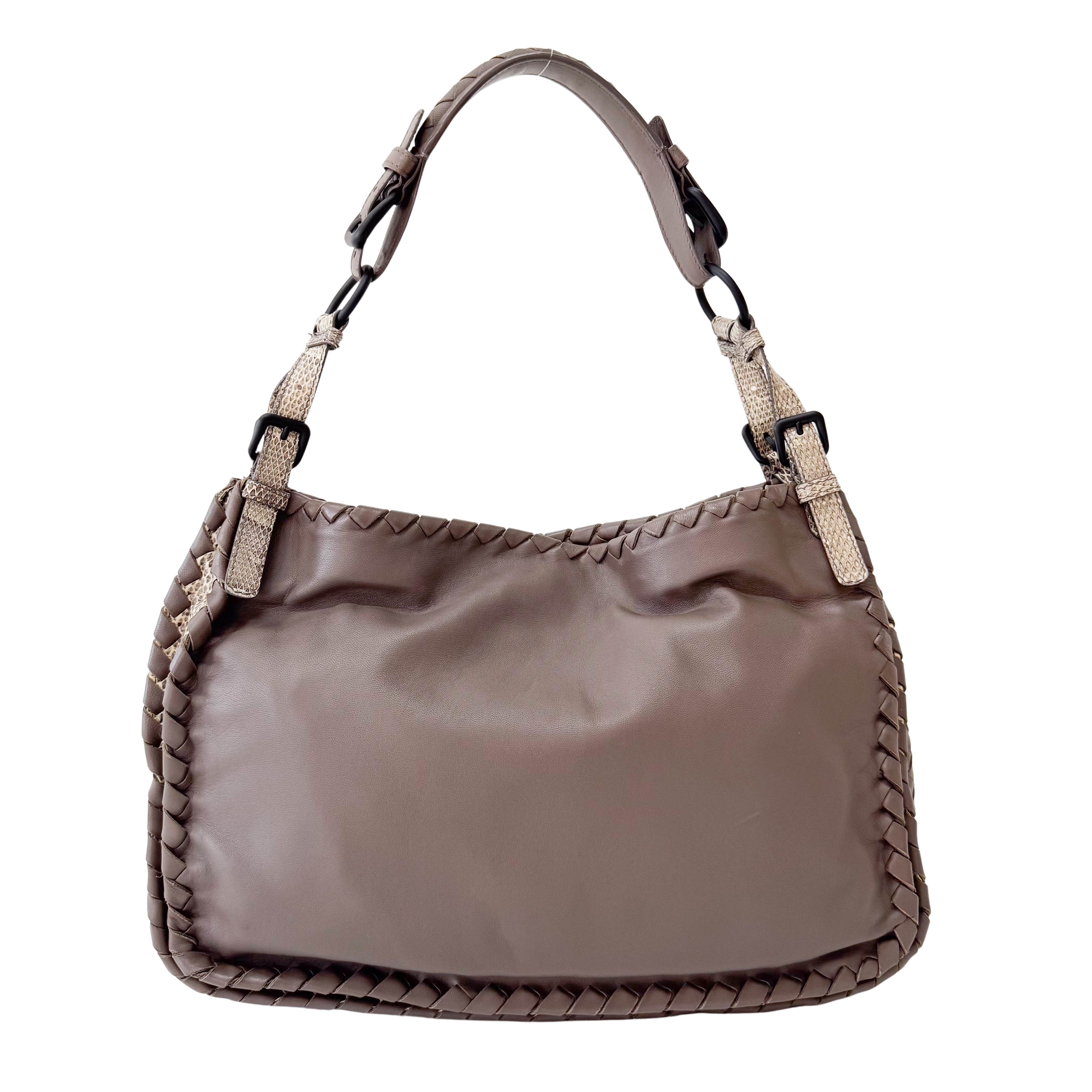 Brown Leather and Lizard Detail Bag