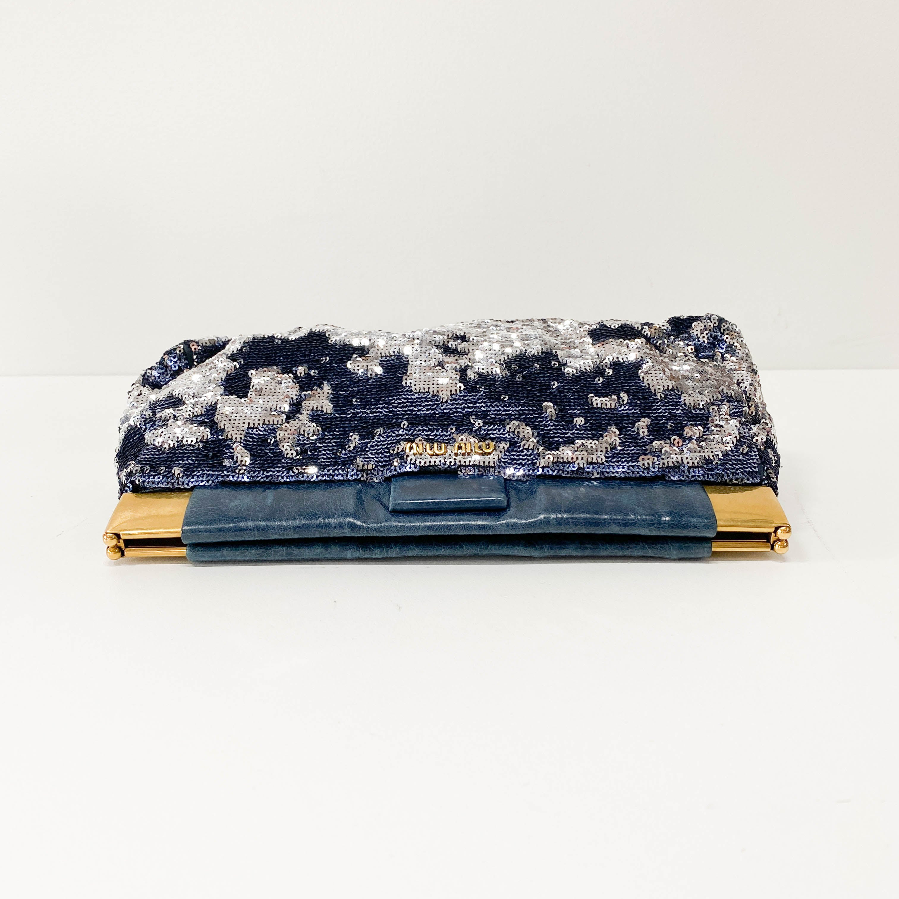 Blue Sequin Clutch Bag