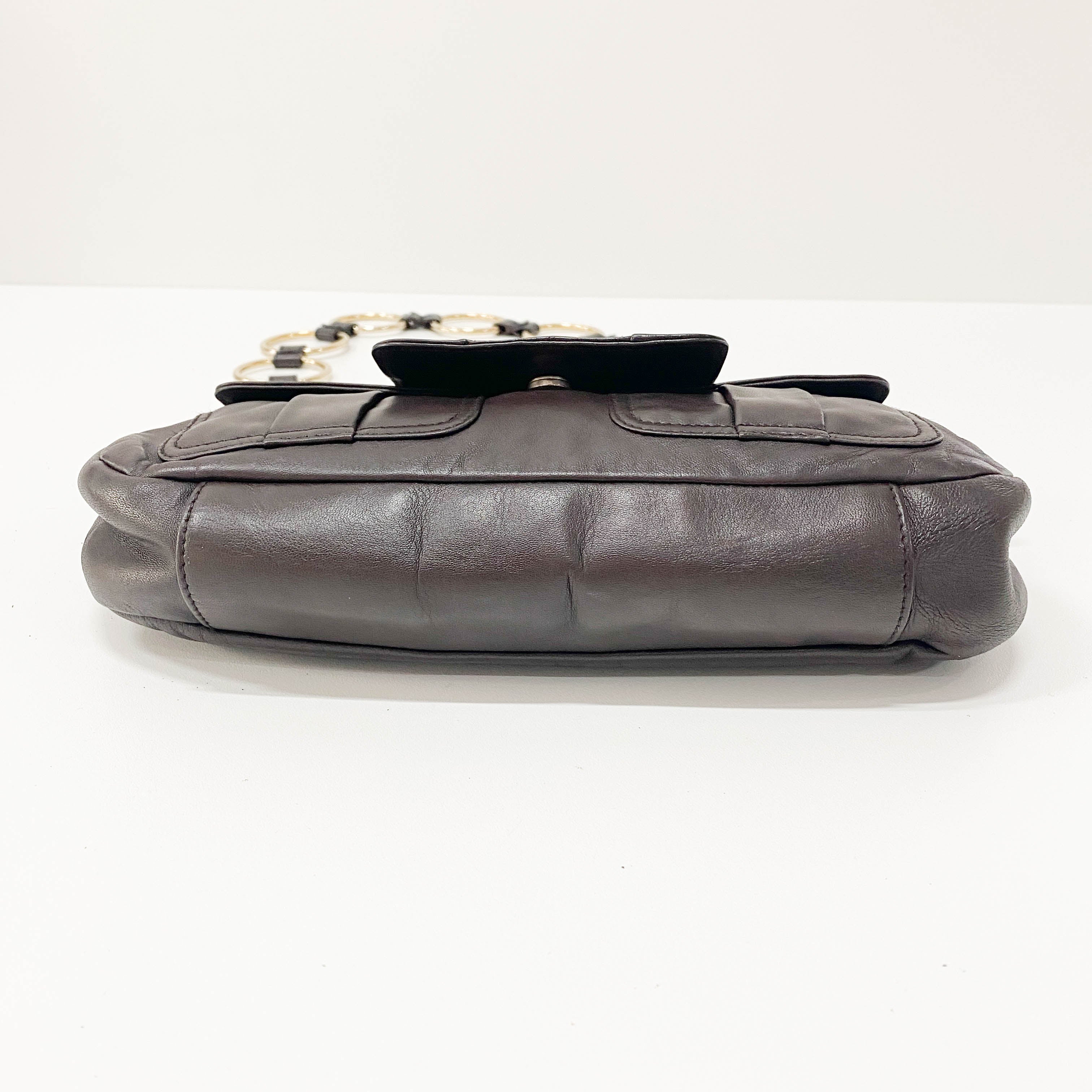 YSL Vintage Brown Leather Chain Shoulder Bag