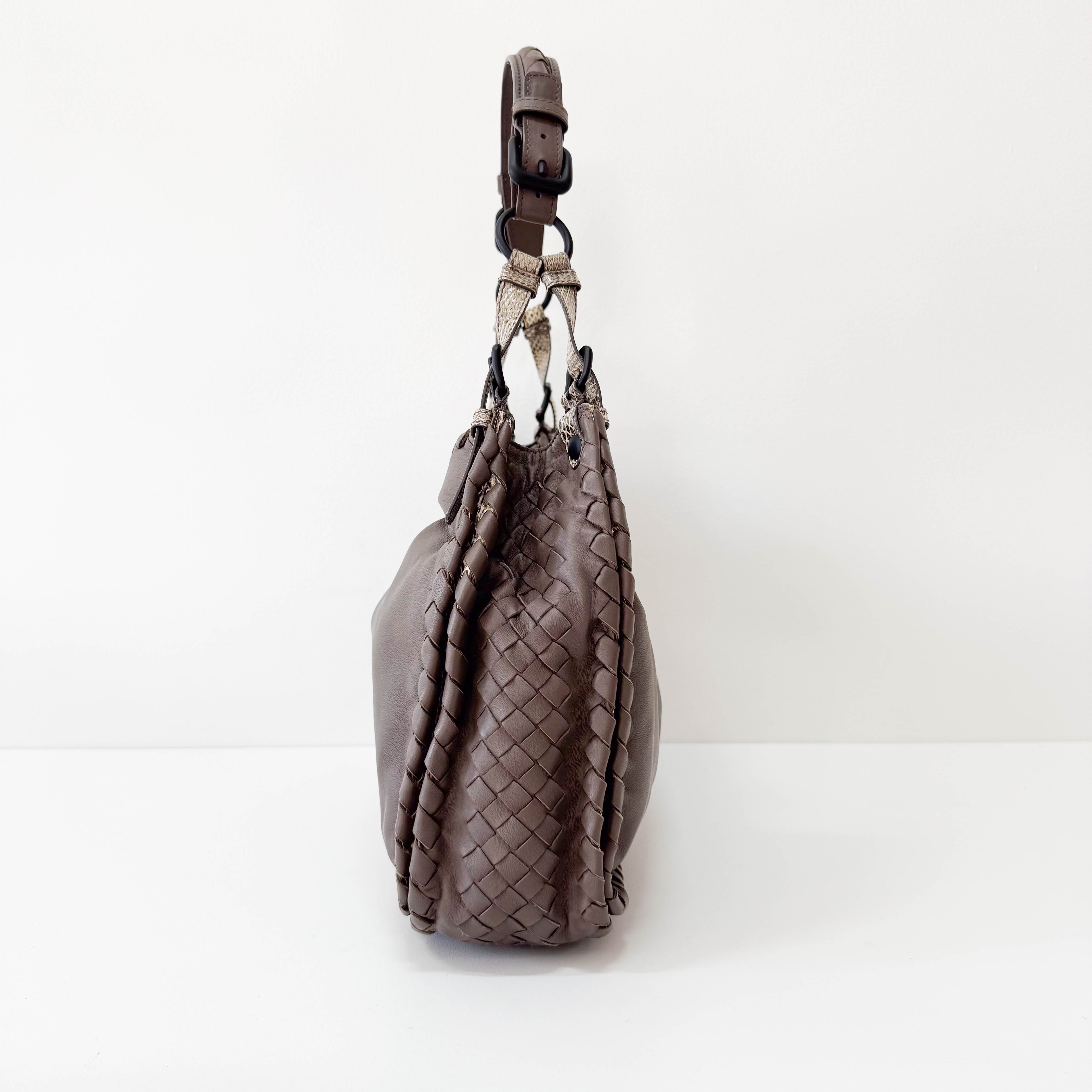 Brown Leather and Lizard Detail Bag