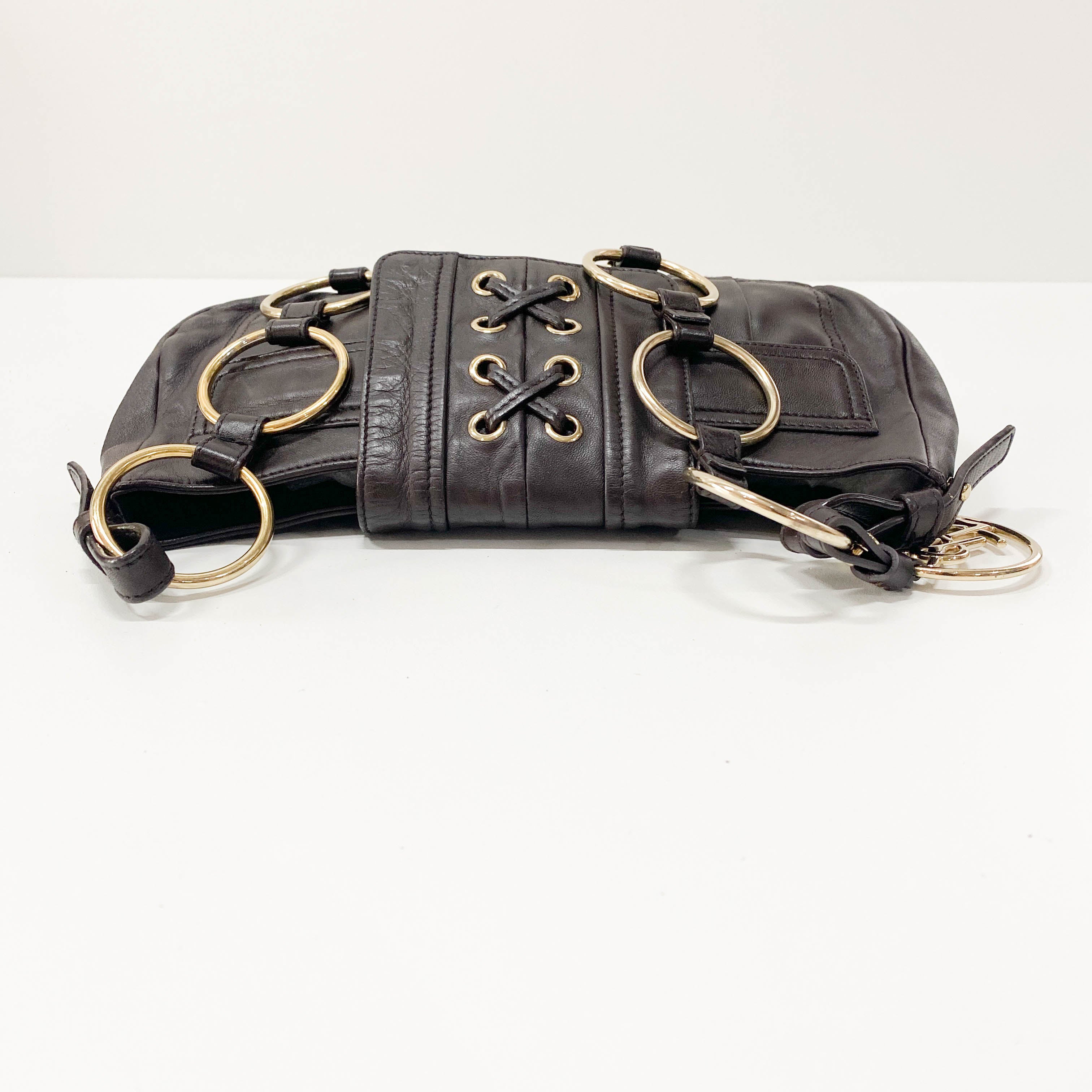 YSL Vintage Brown Leather Chain Shoulder Bag