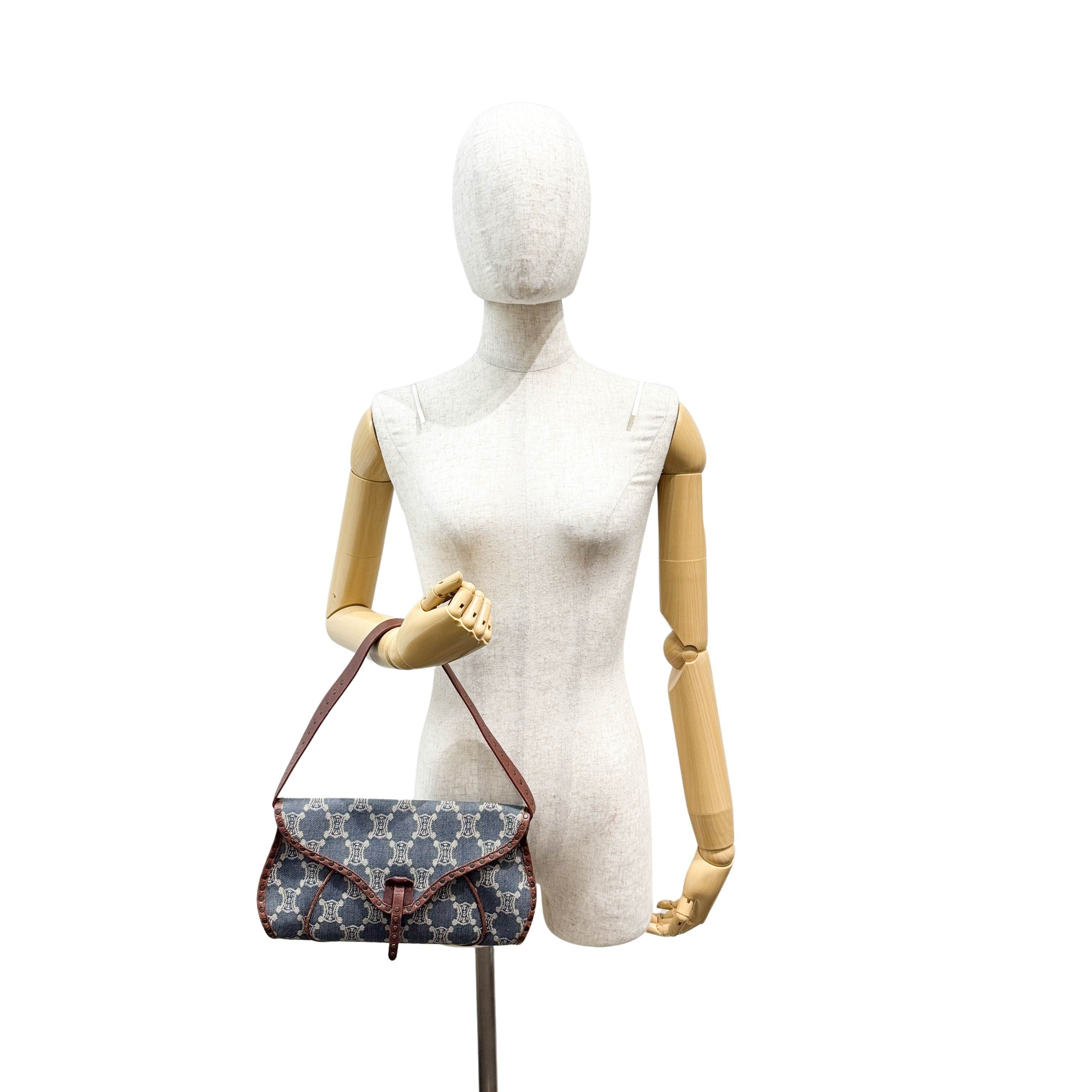 Poulbot Blue Paris Macadam Canvas Shoulder Bag